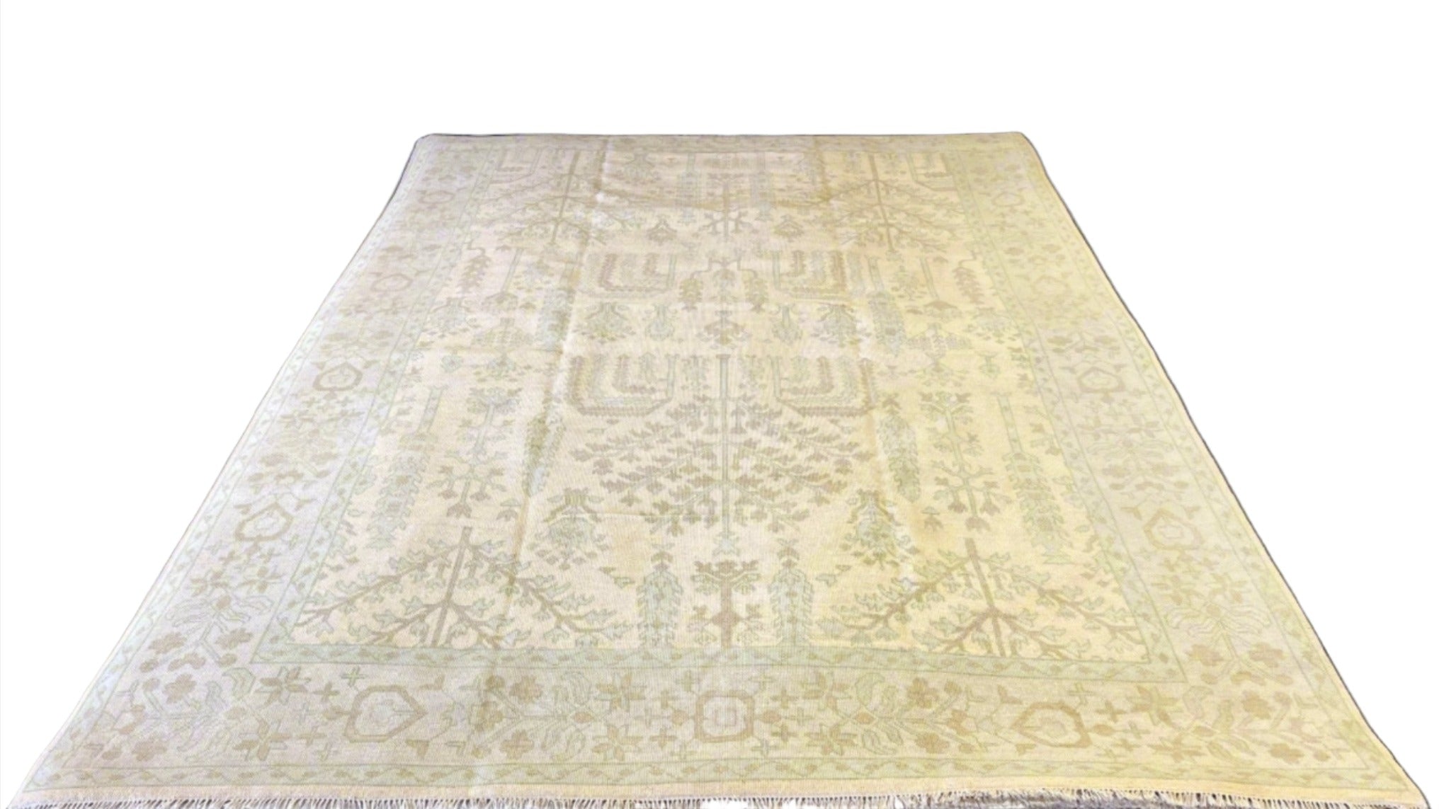 Marta 9.11x14.4 Hand-Knotted Cream and Silver Oushak | Banana Manor Rug Factory Outlet