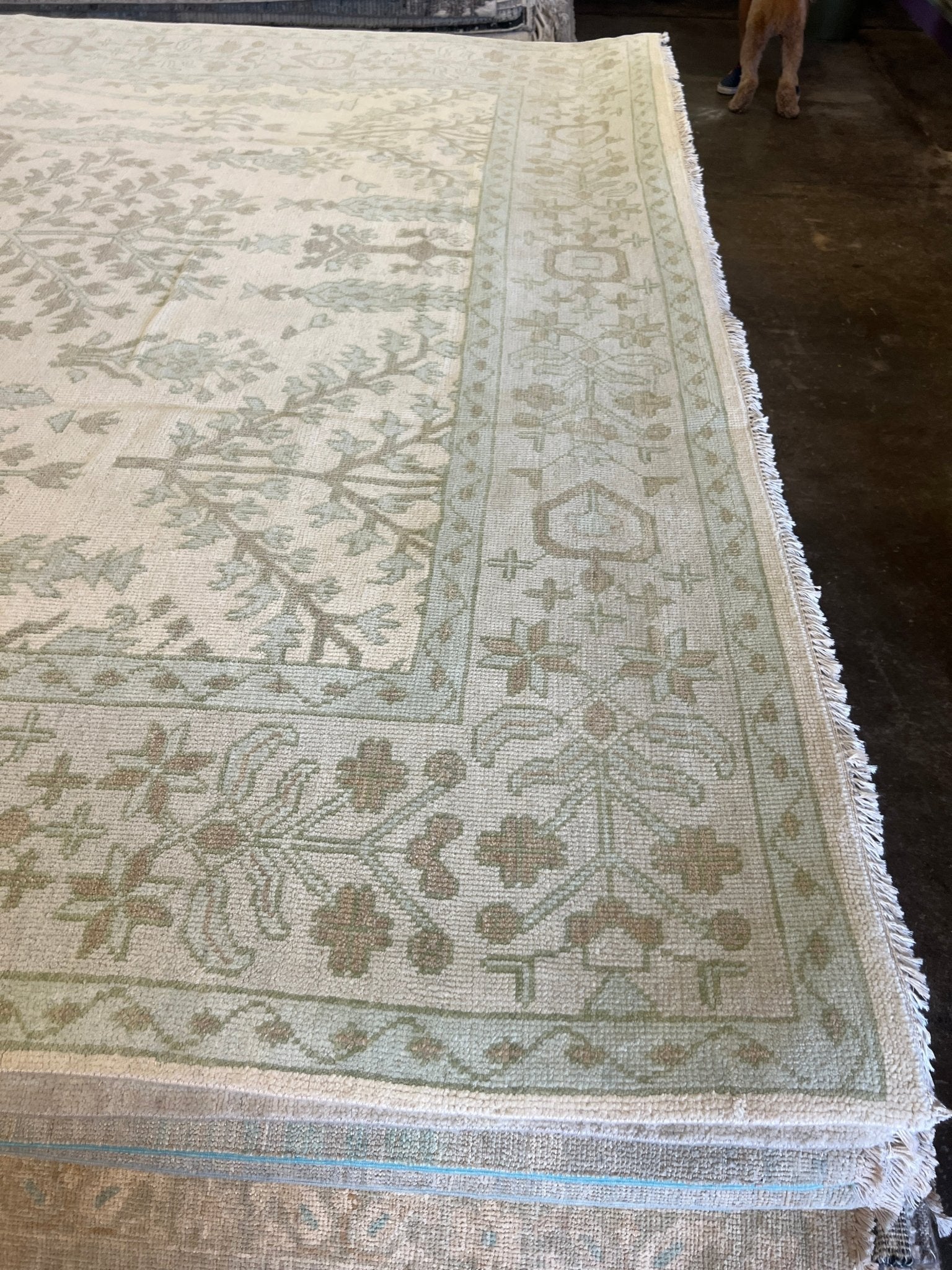 Marta 9.11x14.4 Hand-Knotted Cream and Silver Oushak | Banana Manor Rug Factory Outlet