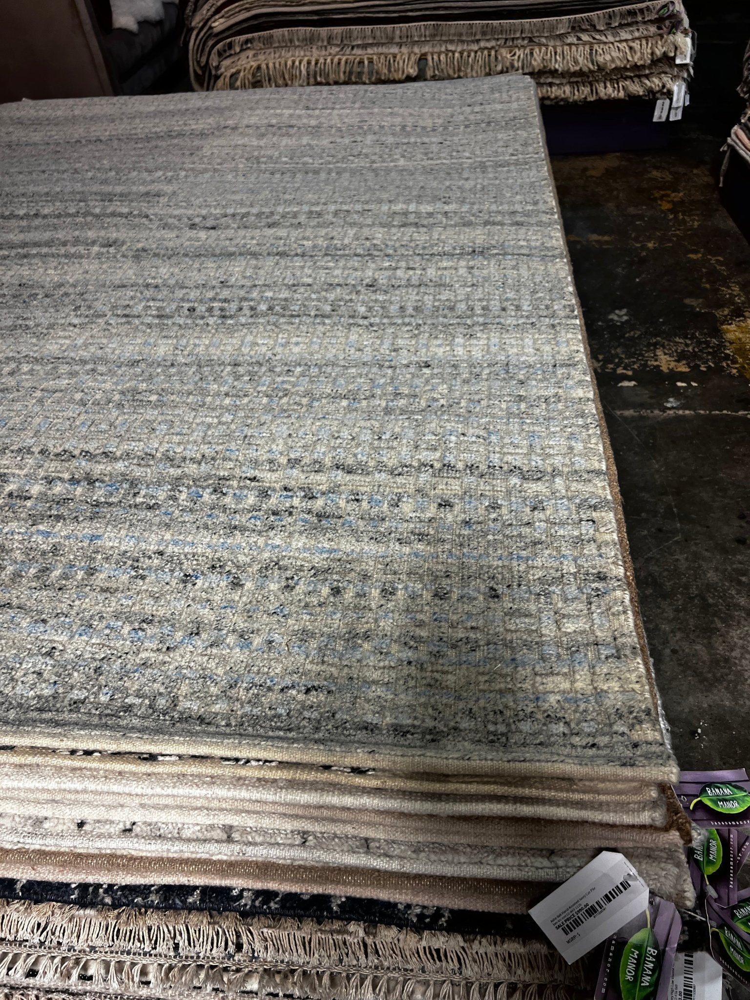 Morgan Therriot 6x9 Hand-Knotted Grey & Ivory Cut Pile | Banana Manor Rug Factory Outlet