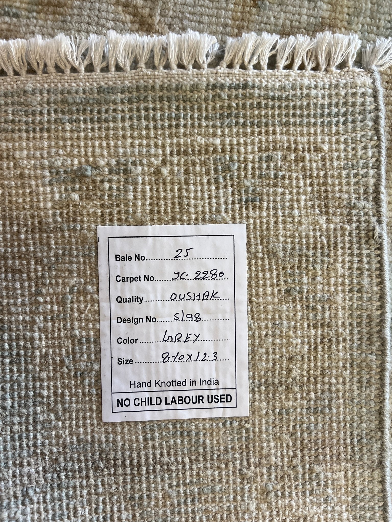 Nadia 8.10x12.3 Hand-Knotted Cream and Green Oushak | Banana Manor Rug Factory Outlet