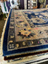 Pearl Thusi 8x10 Hand-Knotted Oushak Rug Blue and Tan | Banana Manor Rug Factory Outlet