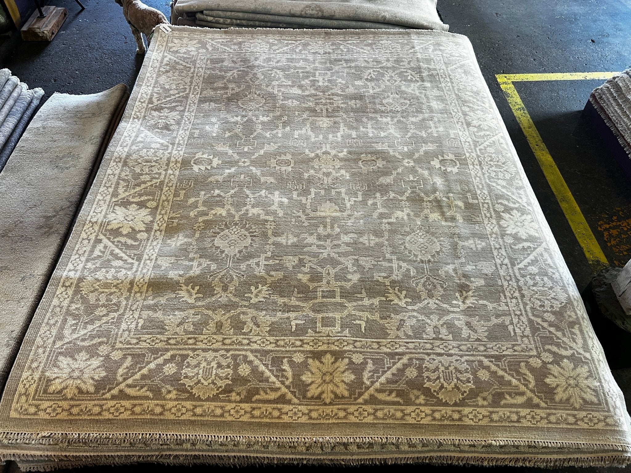 Raquel Reed 8x9.9 Hand-Knotted Silver & Grey Turkish Oushak | Banana Manor Rug Factory Outlet