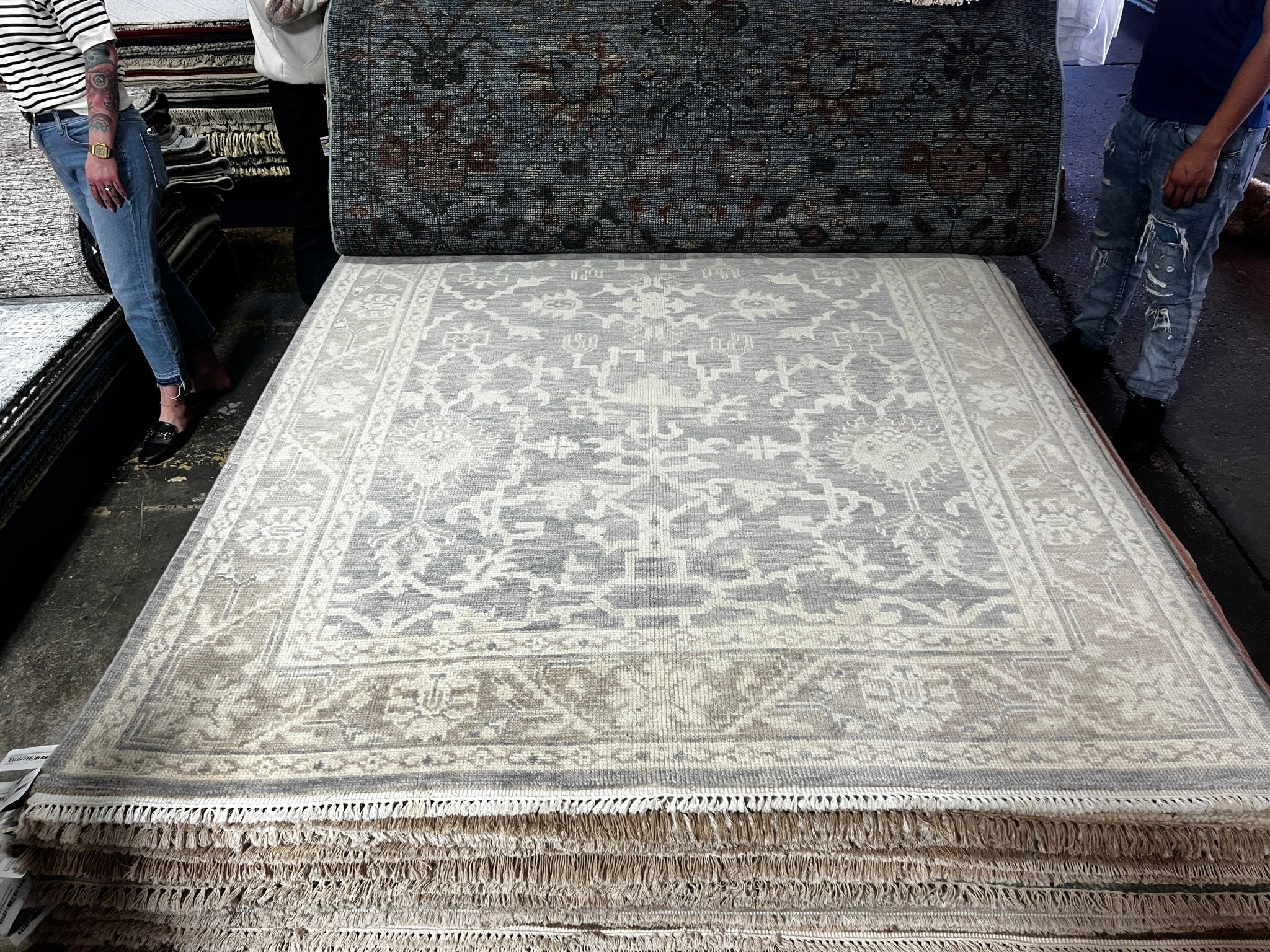 Roxy 5.9x9 Hand-Knotted Grey & Light Rust Turkish Oushak | Banana Manor Rug Factory Outlet