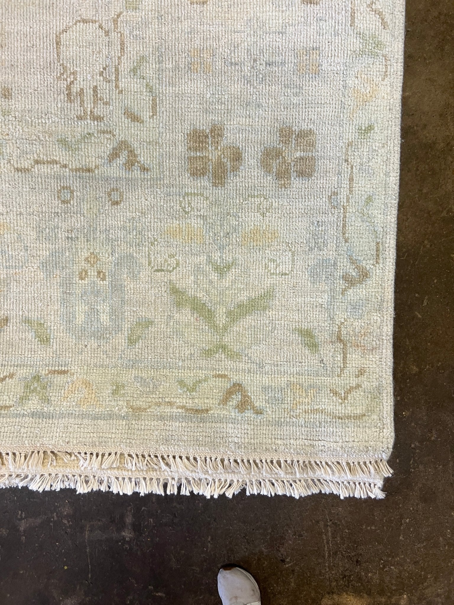 Ruth 10x14.4 Hand-Knotted Silver and Green Oushak | Banana Manor Rug Factory Outlet