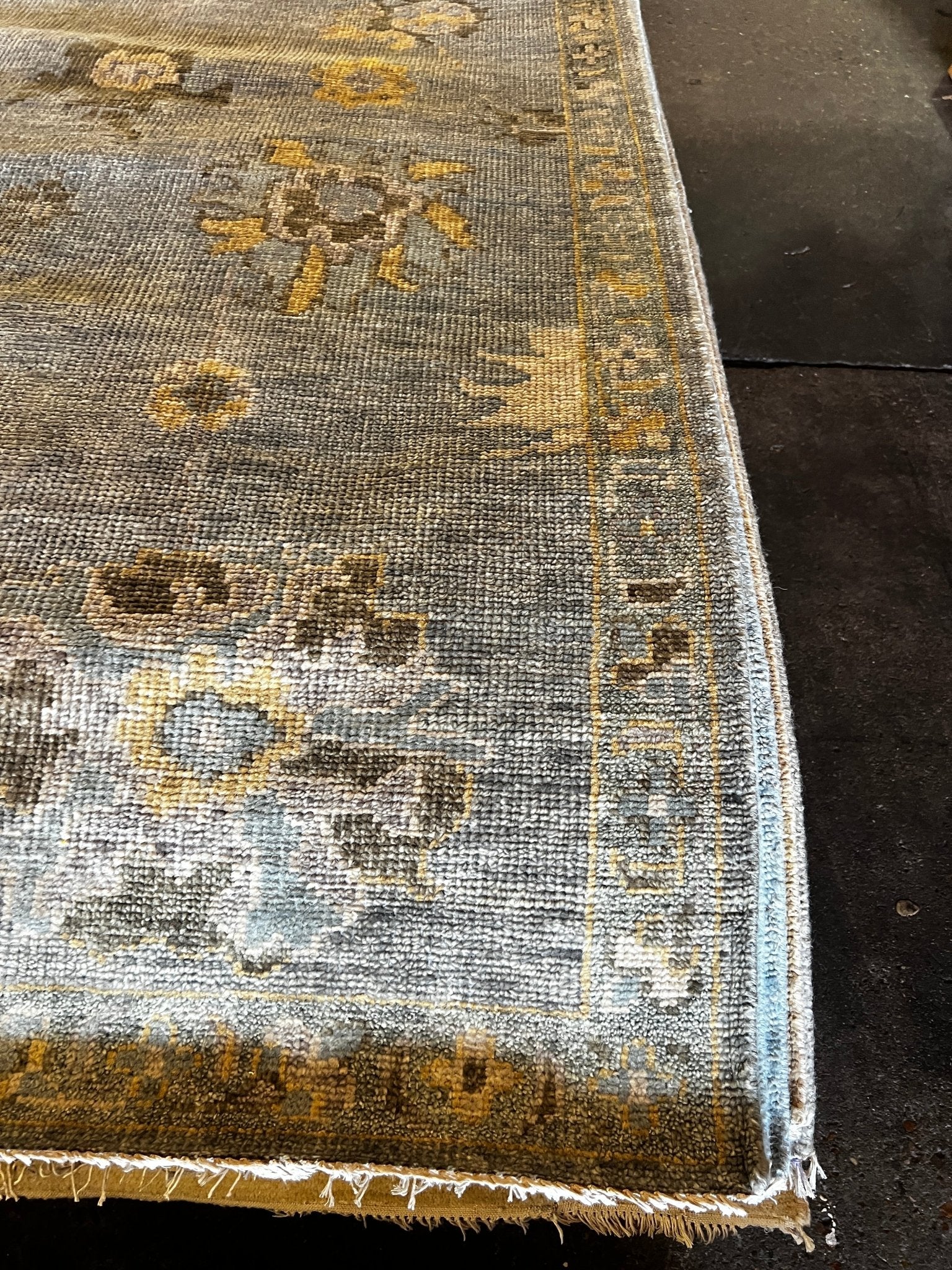 Sarah Poniatowski 8.3x10 Bluish Green Hand-Knotted Oushak Rug | Banana Manor Rug Factory Outlet