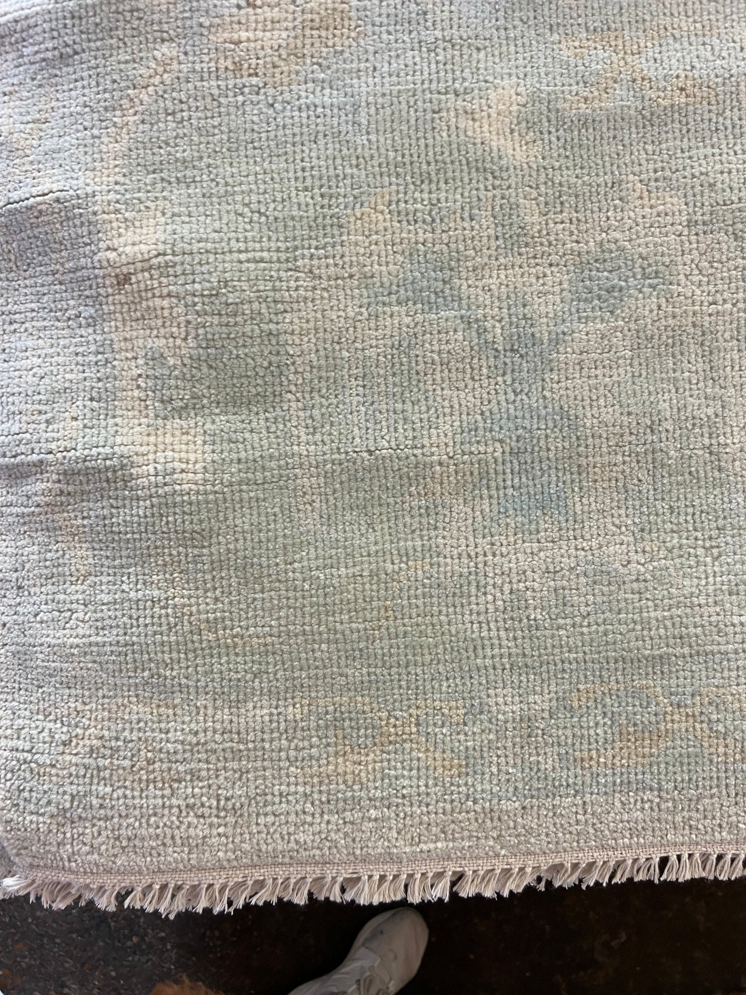 Sonya 8.11x12.5 Hand-Knotted Silver and Green Oushak | Banana Manor Rug Factory Outlet