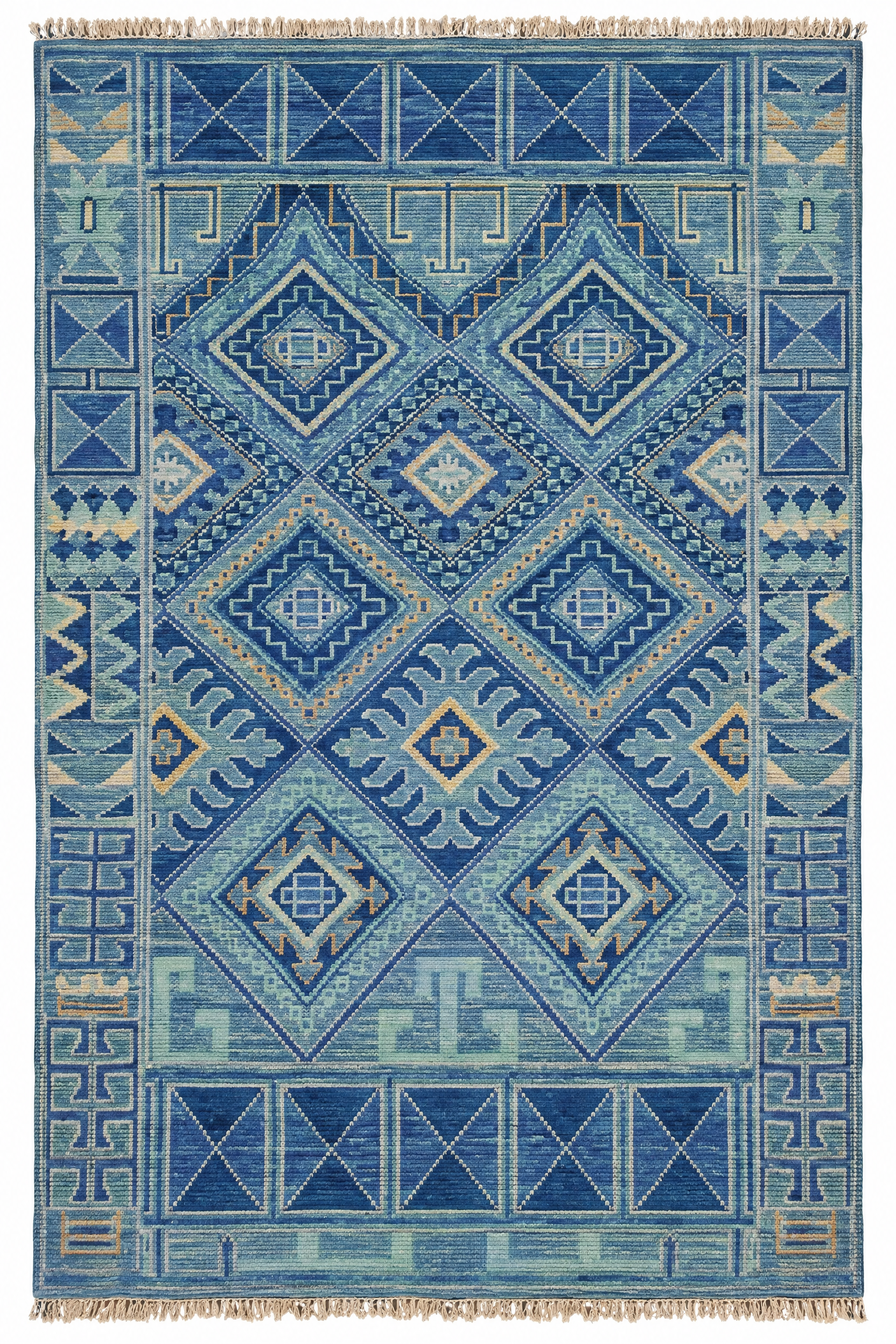 Erica Mansfield 9x12.6 Bue Hand-Knotted Oushak Rug — created with Imersian