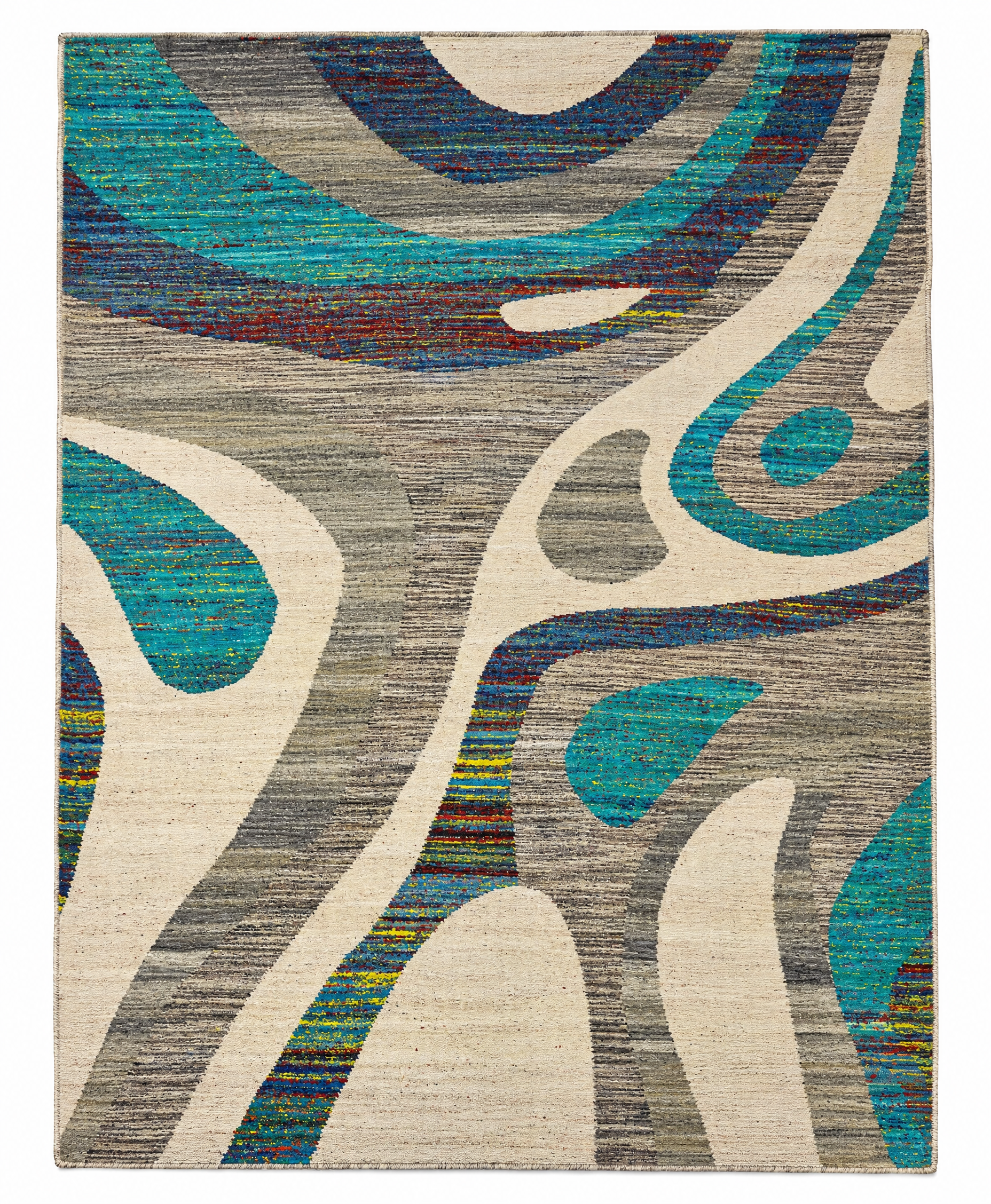 Krewe Boheme 8x9.9 Grey and Blue Handwoven Modern Durrie — created with Imersian