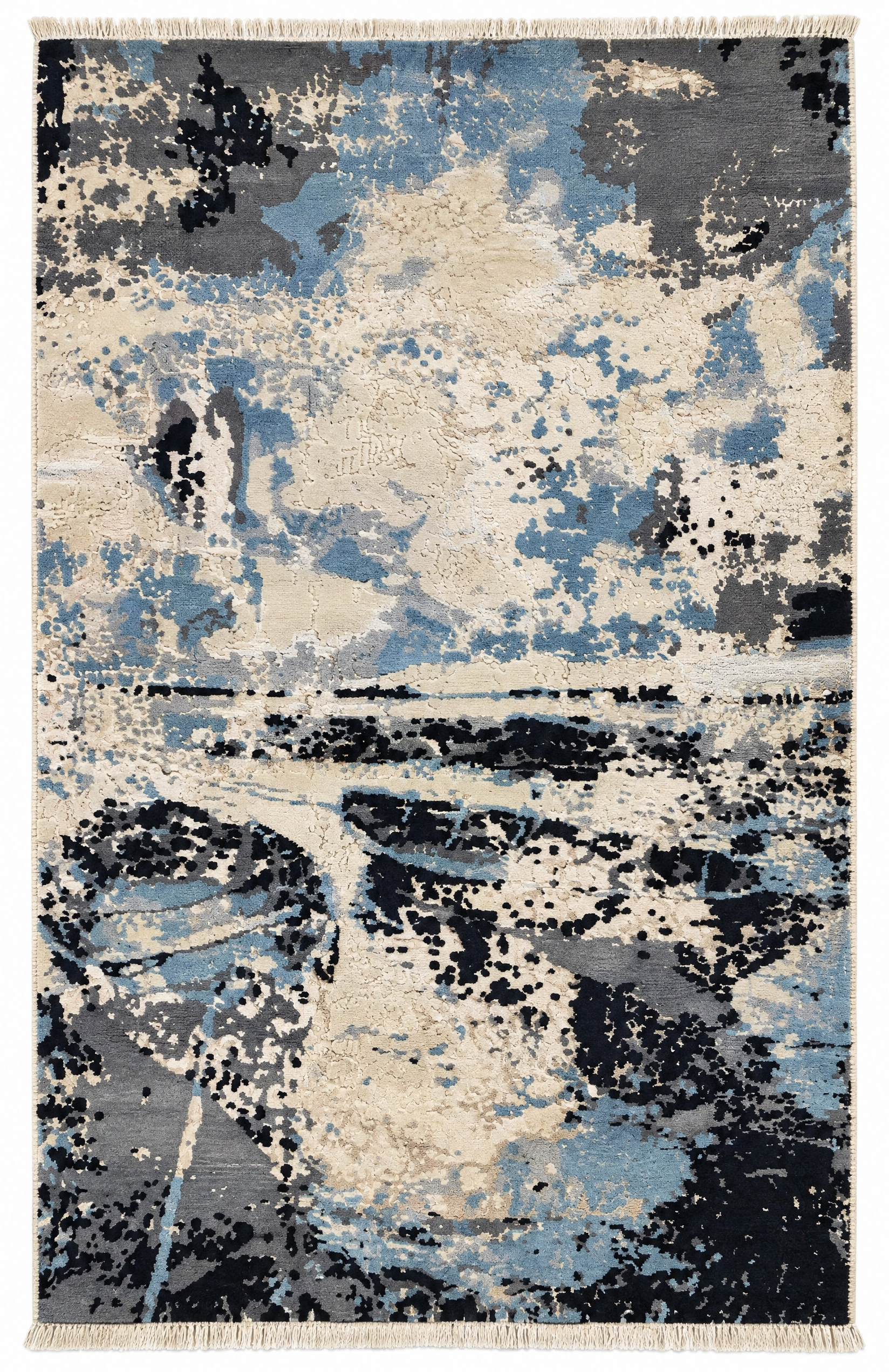 William Jiffy 5x7.9 Blue Hand-Knotted Modern Style Rug — created with Imersian