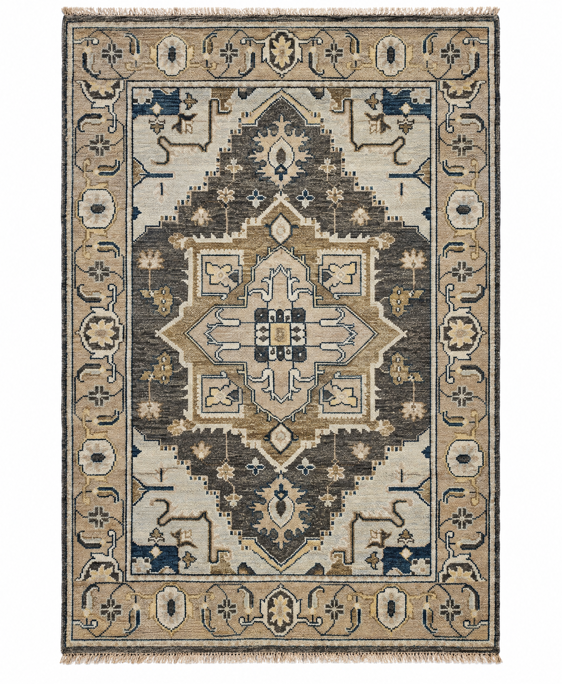 Arianne Zucker 8x9.9 Grey & Tan Hand-Knotted Serapi - CLEARANCE 30% OFF — created with Imersian