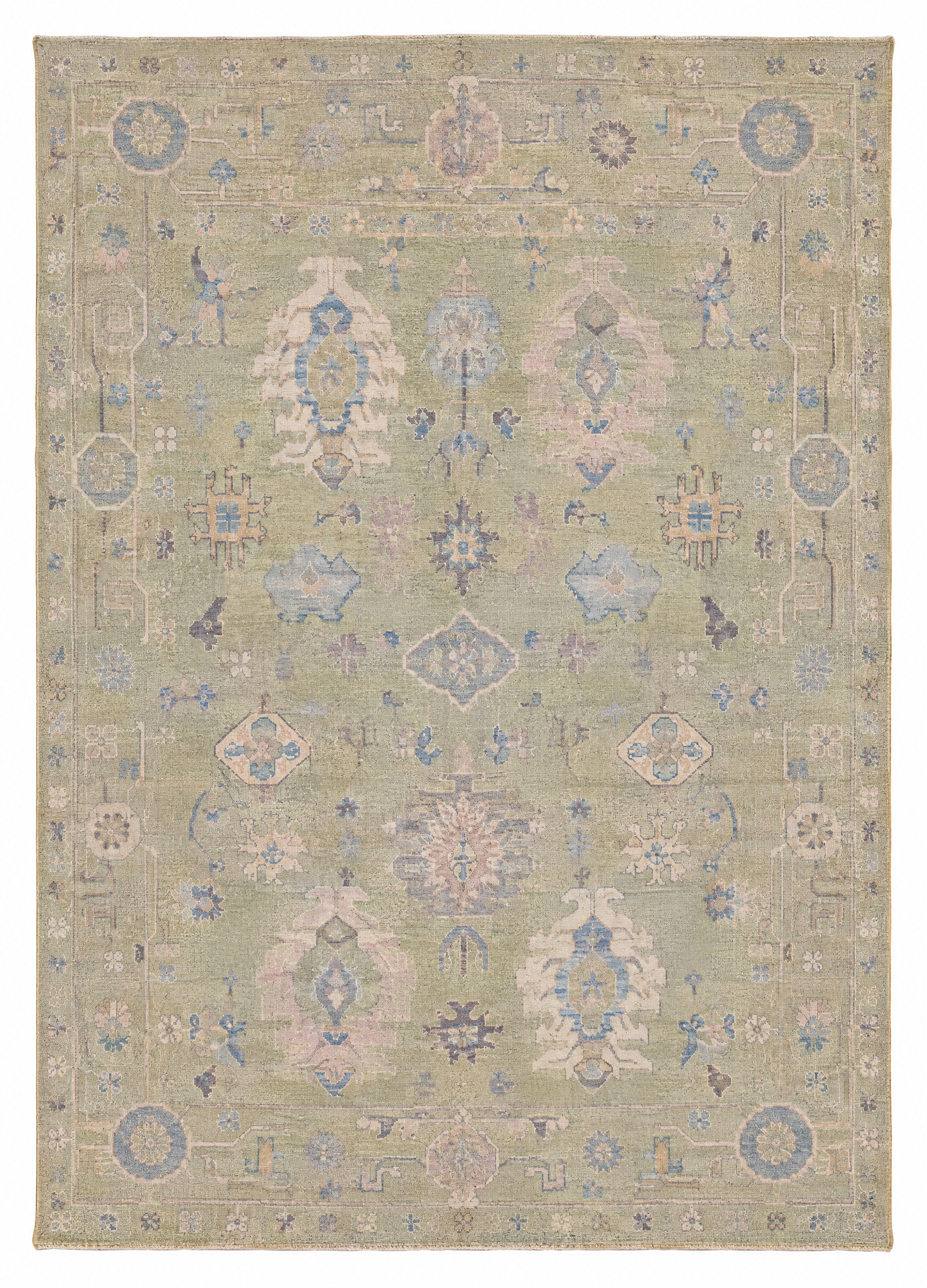 Brittany Dodson 9.10x13.8 Green Afghani Whitewashed Oushak — created with Imersian