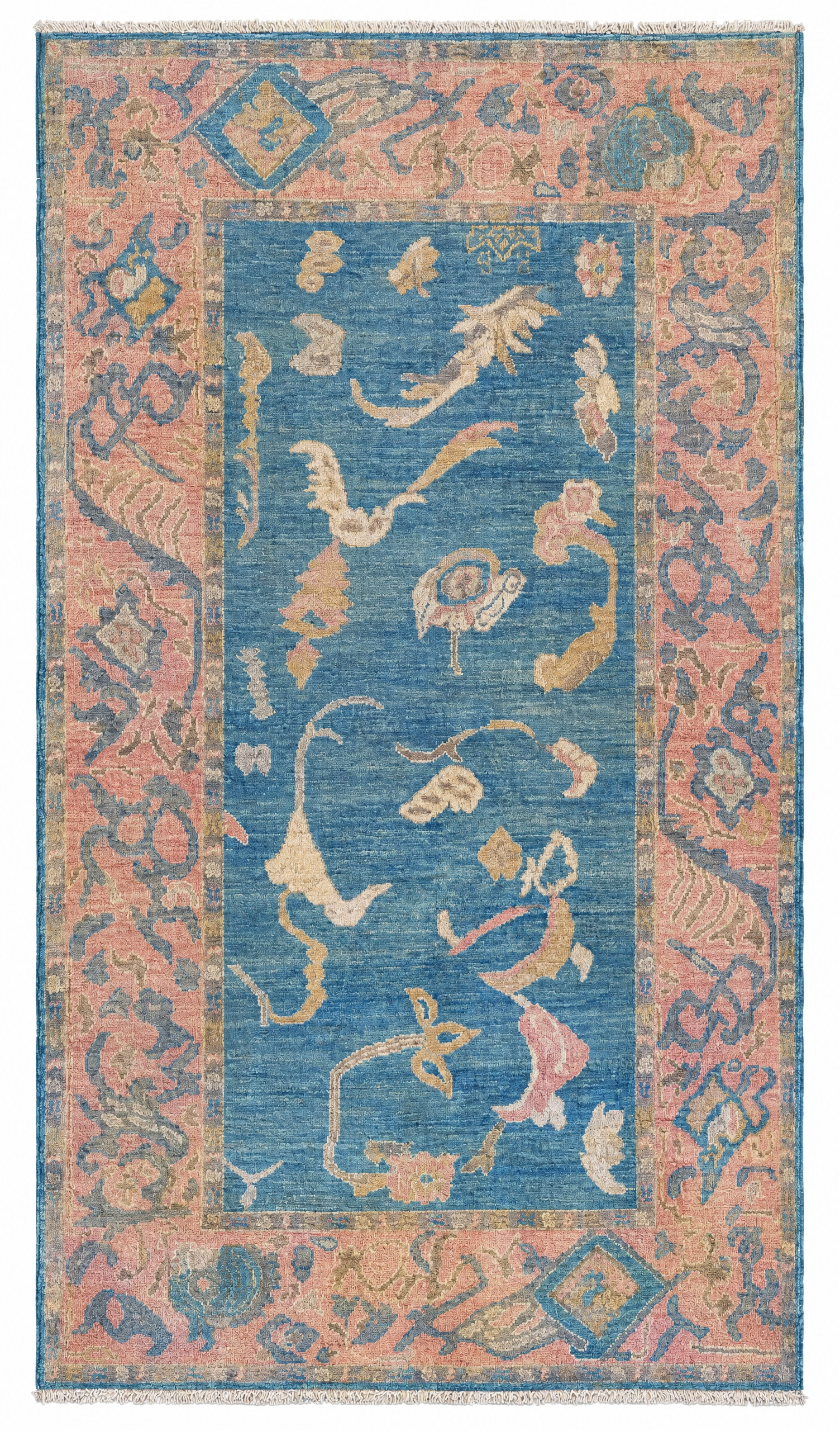 Emma 4x6.10 Blue & Pink Afghani Oushak Rug — created with Imersian