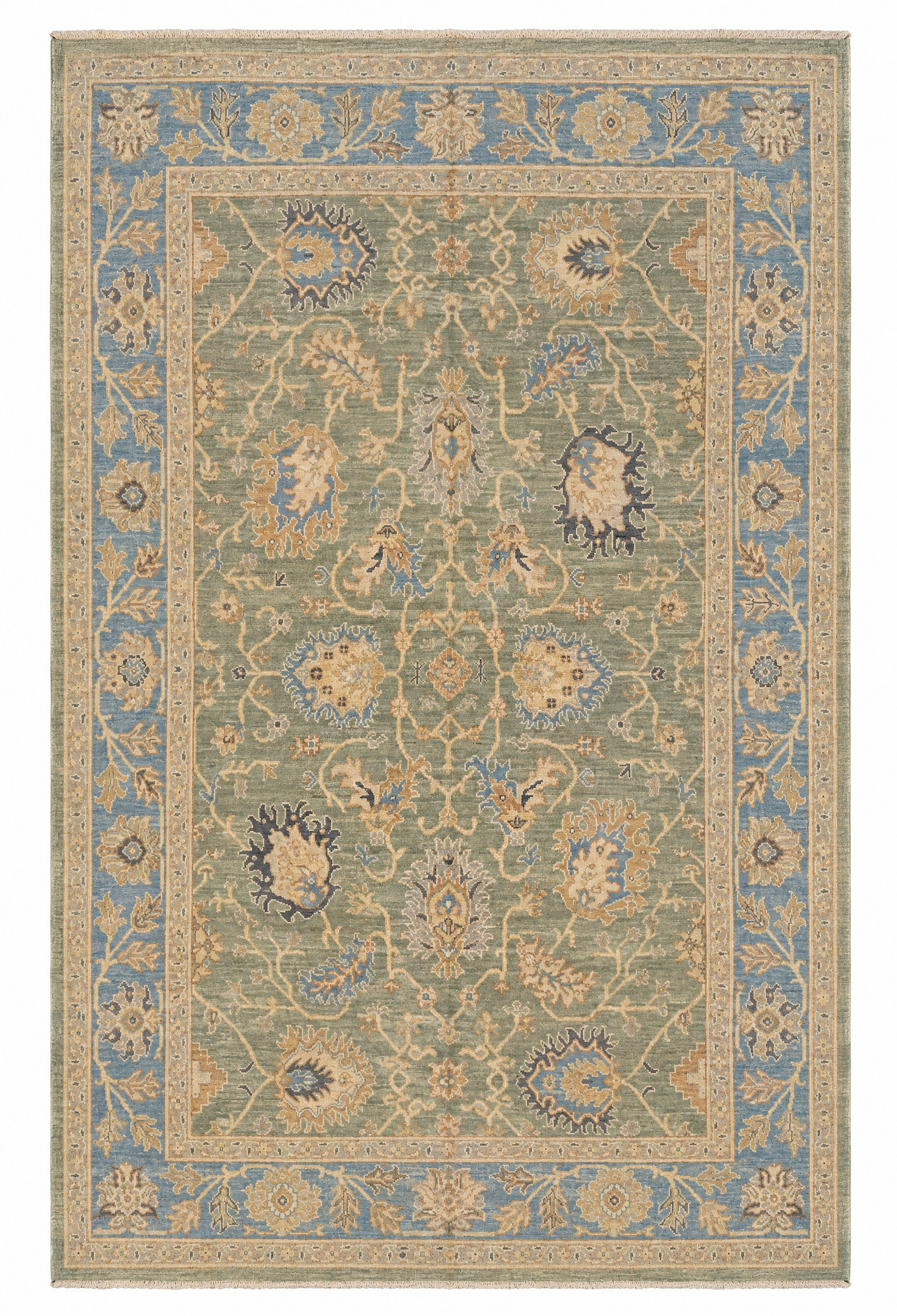 Amanda Burke 6.3x9.2 Green Afghani Whitewashed Oushak — created with Imersian