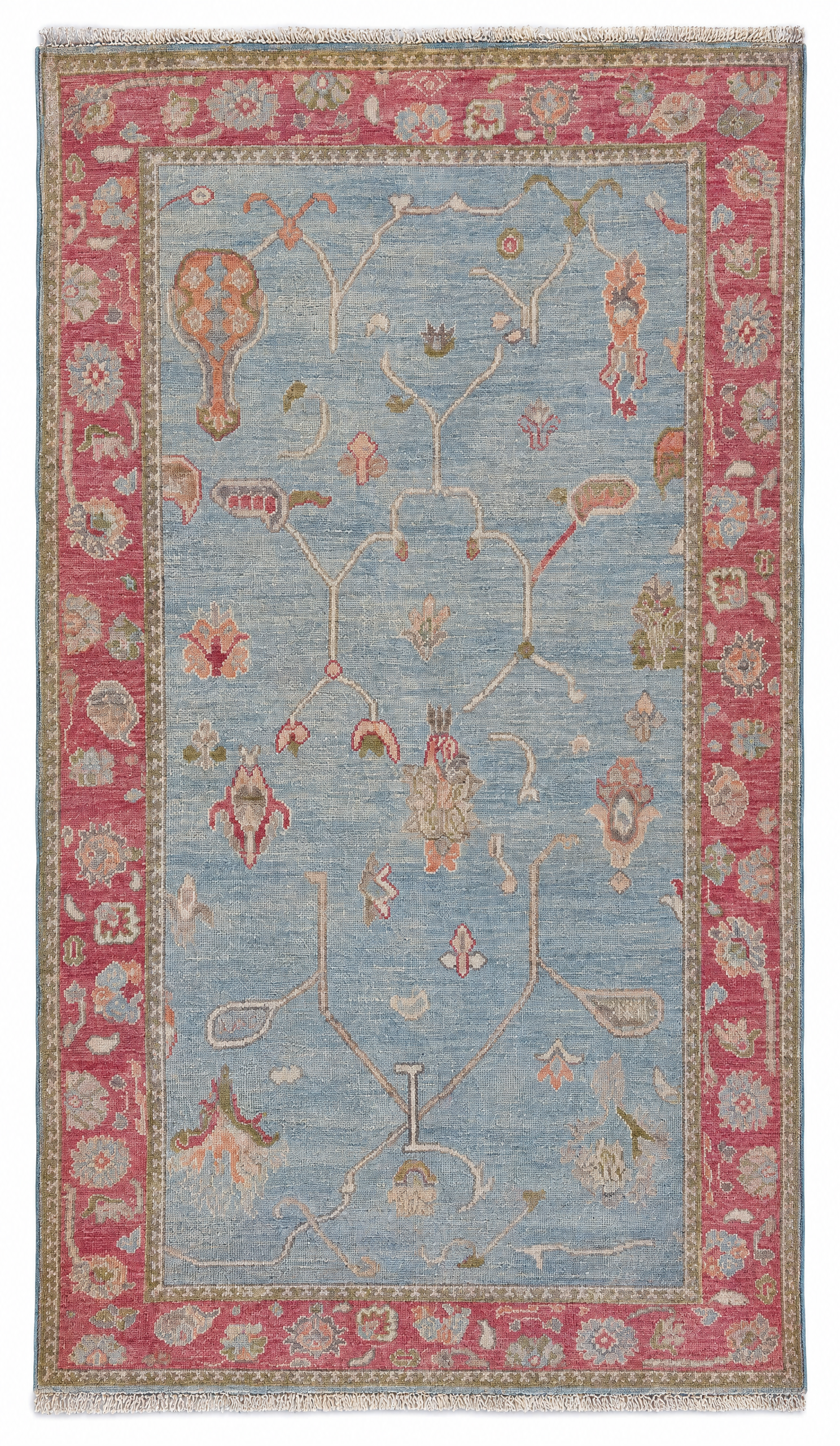 Blair MacMillan 4x6.11 Pink & Blue Afghani Oushak Rug — created with Imersian
