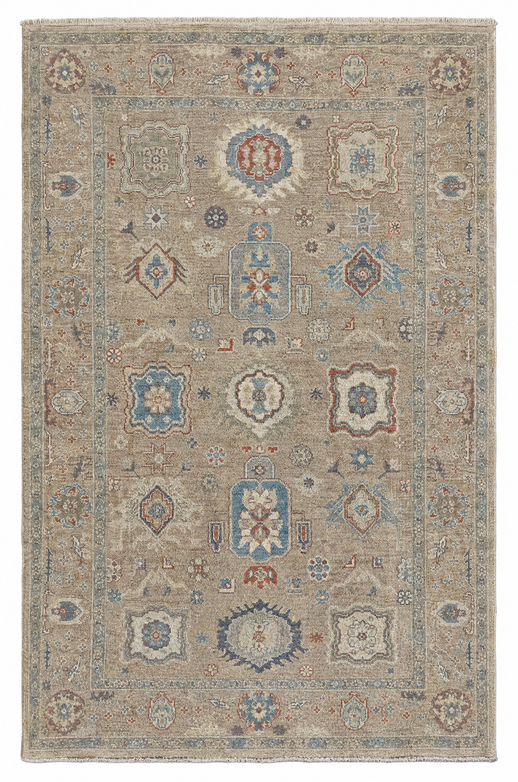 Samara Gonzalez 5.2x7.10 Light Brown Afghani Whitewashed Oushak — created with Imersian