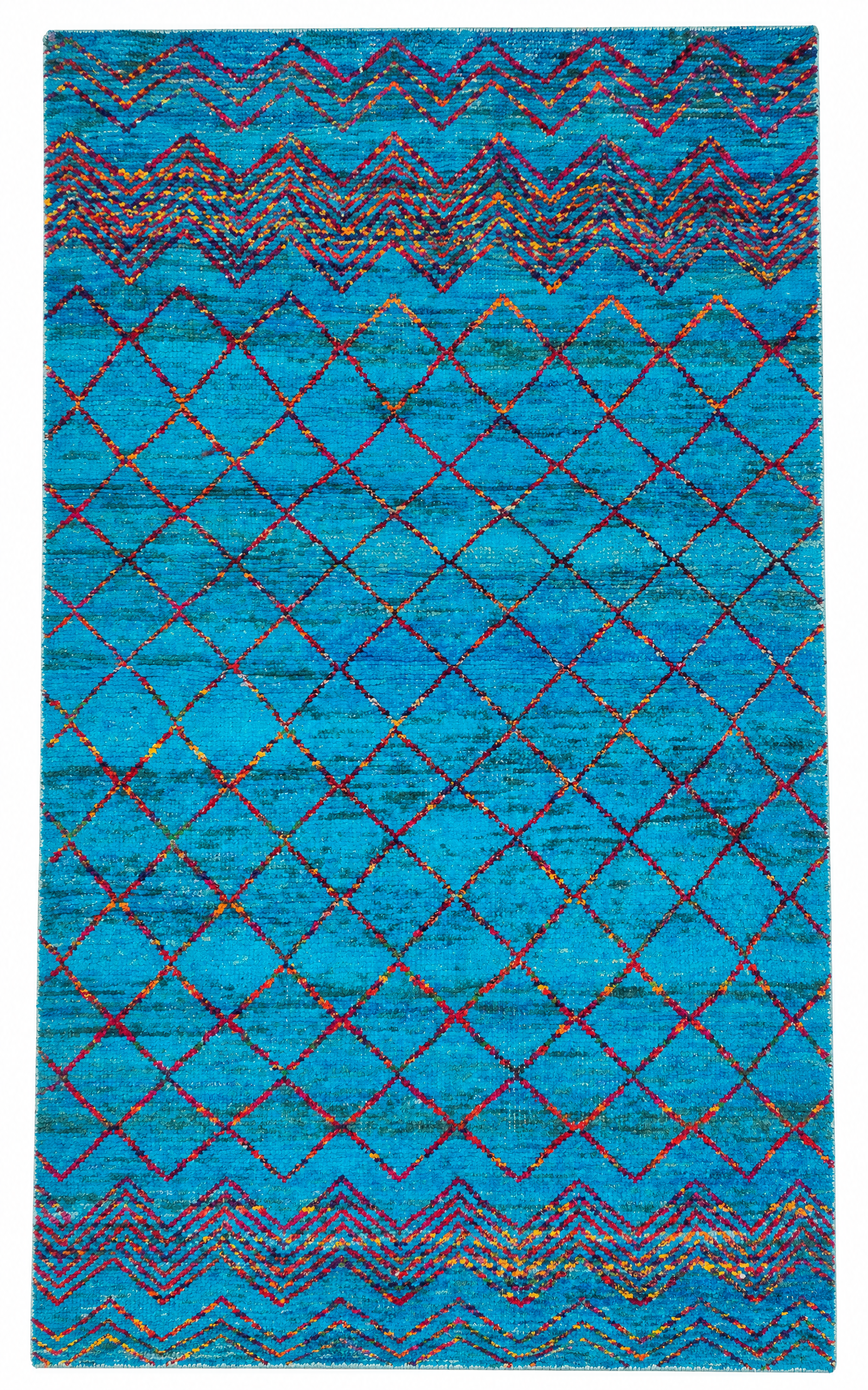 Jinx Millet 5x8 Hand-Knotted Blue Moroccan Style Rug — created with Imersian