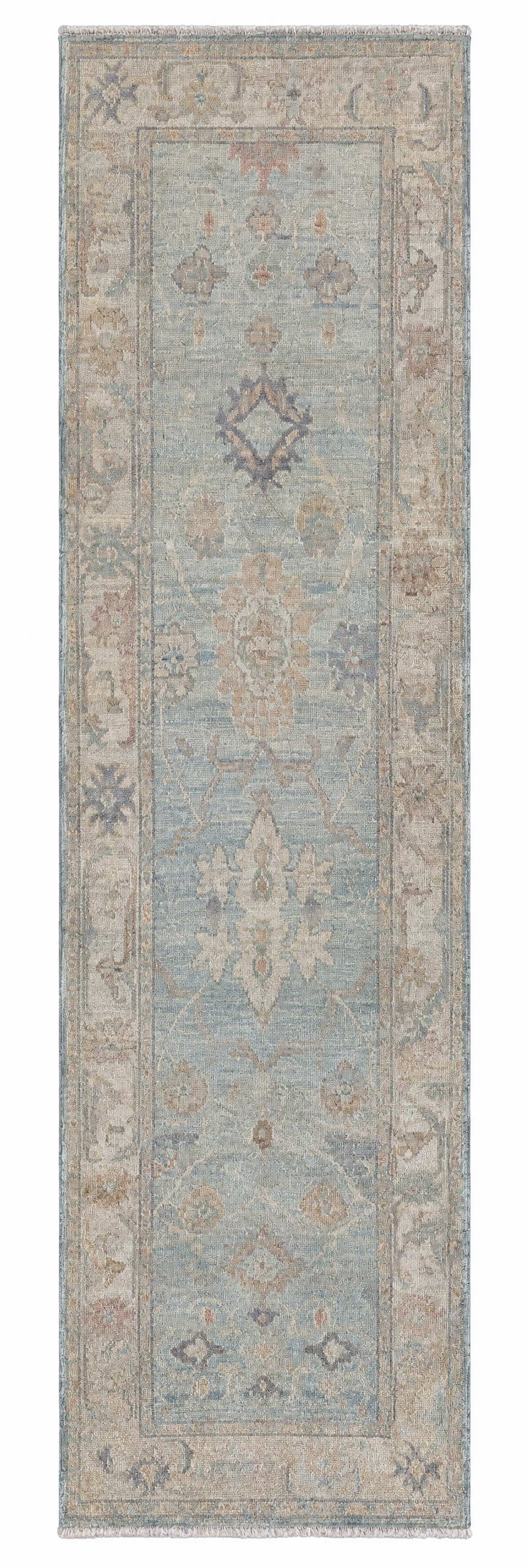 Maddie Rawlins 2.9x10 Light Blue Afghani Whitewashed Oushak Runner — created with Imersian