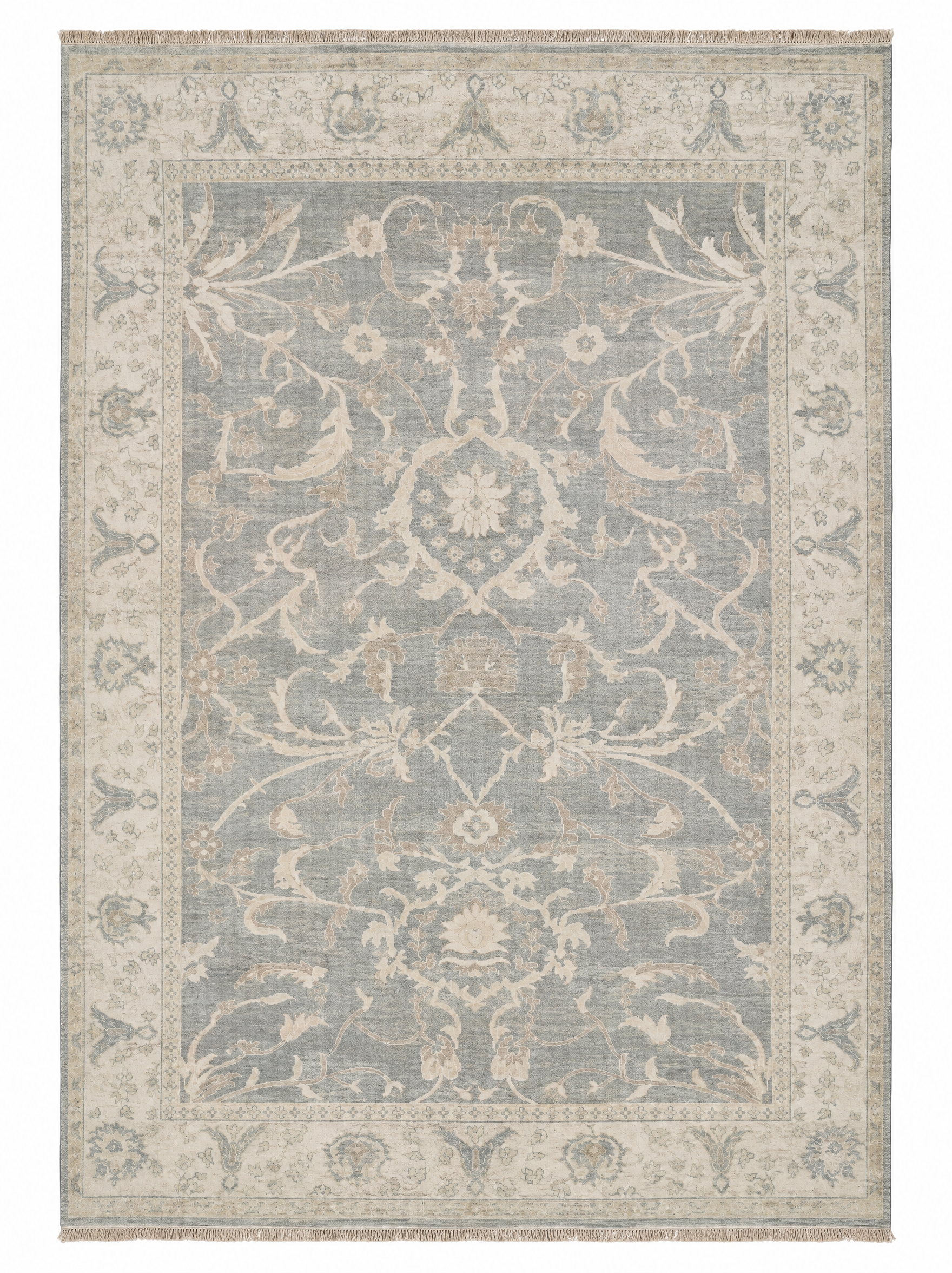 Anya Monzikova 9x12 Hand-Knotted Oushak Rug Green and Ivory — created with Imersian