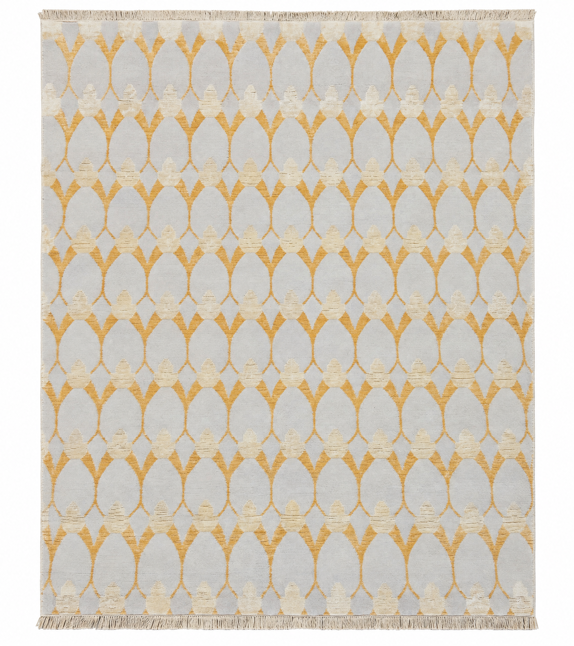 Erik Bruhn 8.3x9.3 Hand-Knotted Modern Tibetan Rug Ivory and Gold — created with Imersian