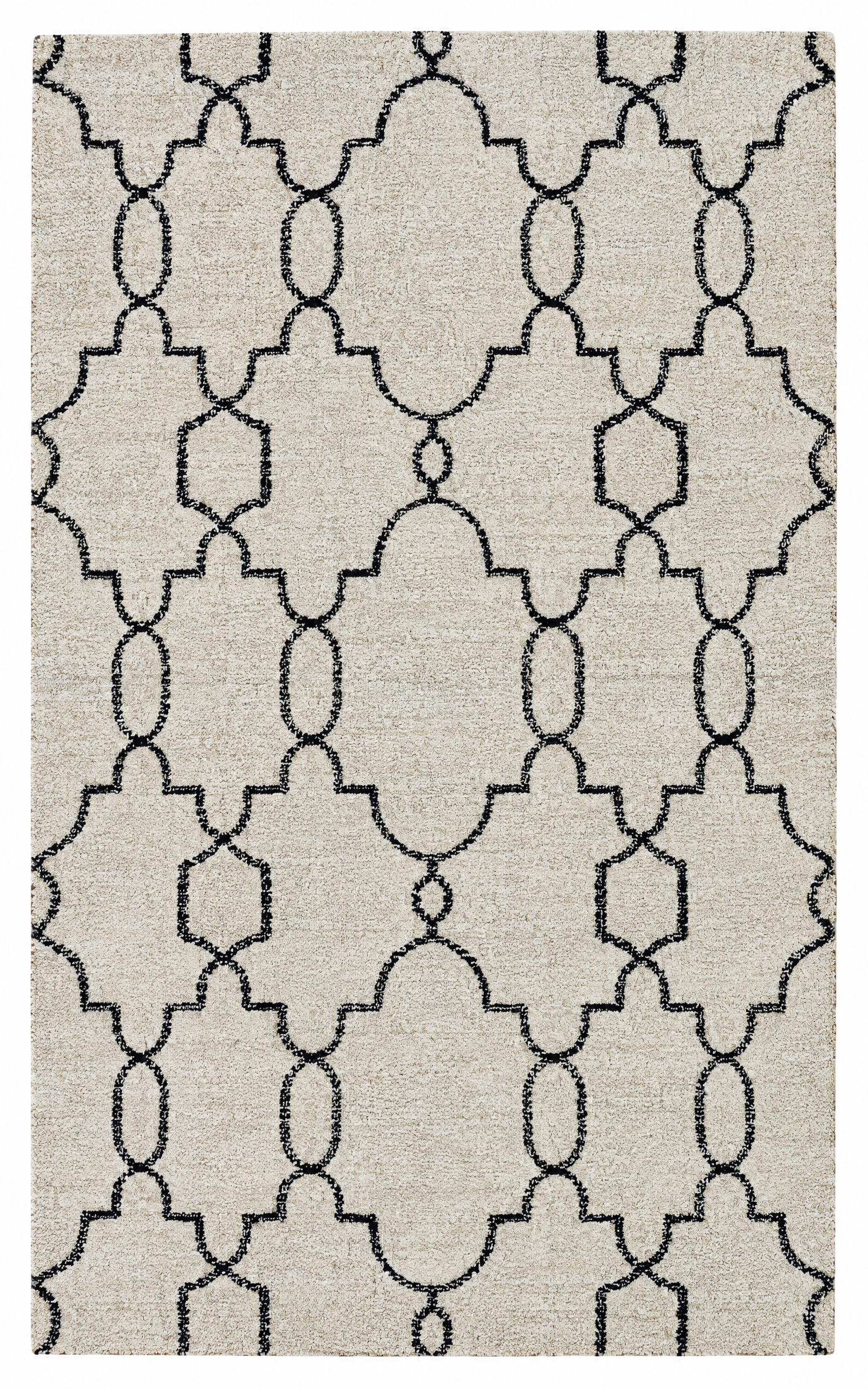 Biff Rose 5x8 Hand-Tufted Beige & Black Grill — created with Imersian