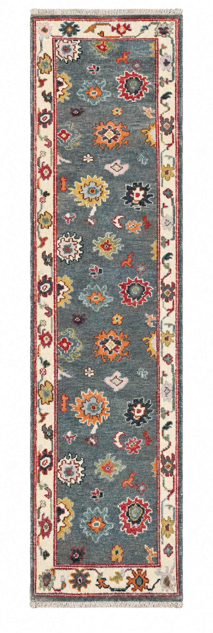 Rene 2.6x10 Grey & Ivory Hand-Knotted Oushak Runner — created with Imersian