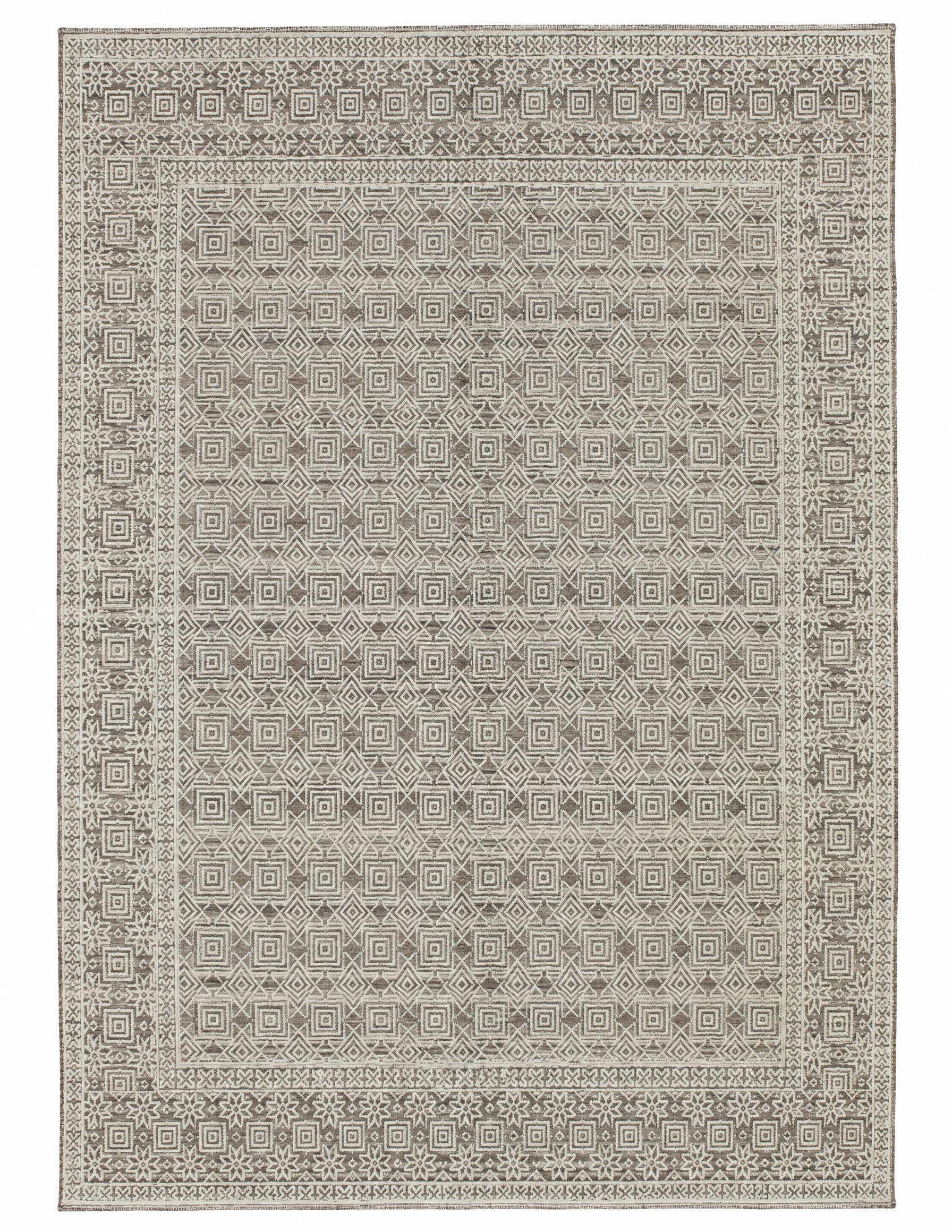 Erik 7.9x10 Hand-Knotted Ivory & Grey Cut Pile — created with Imersian