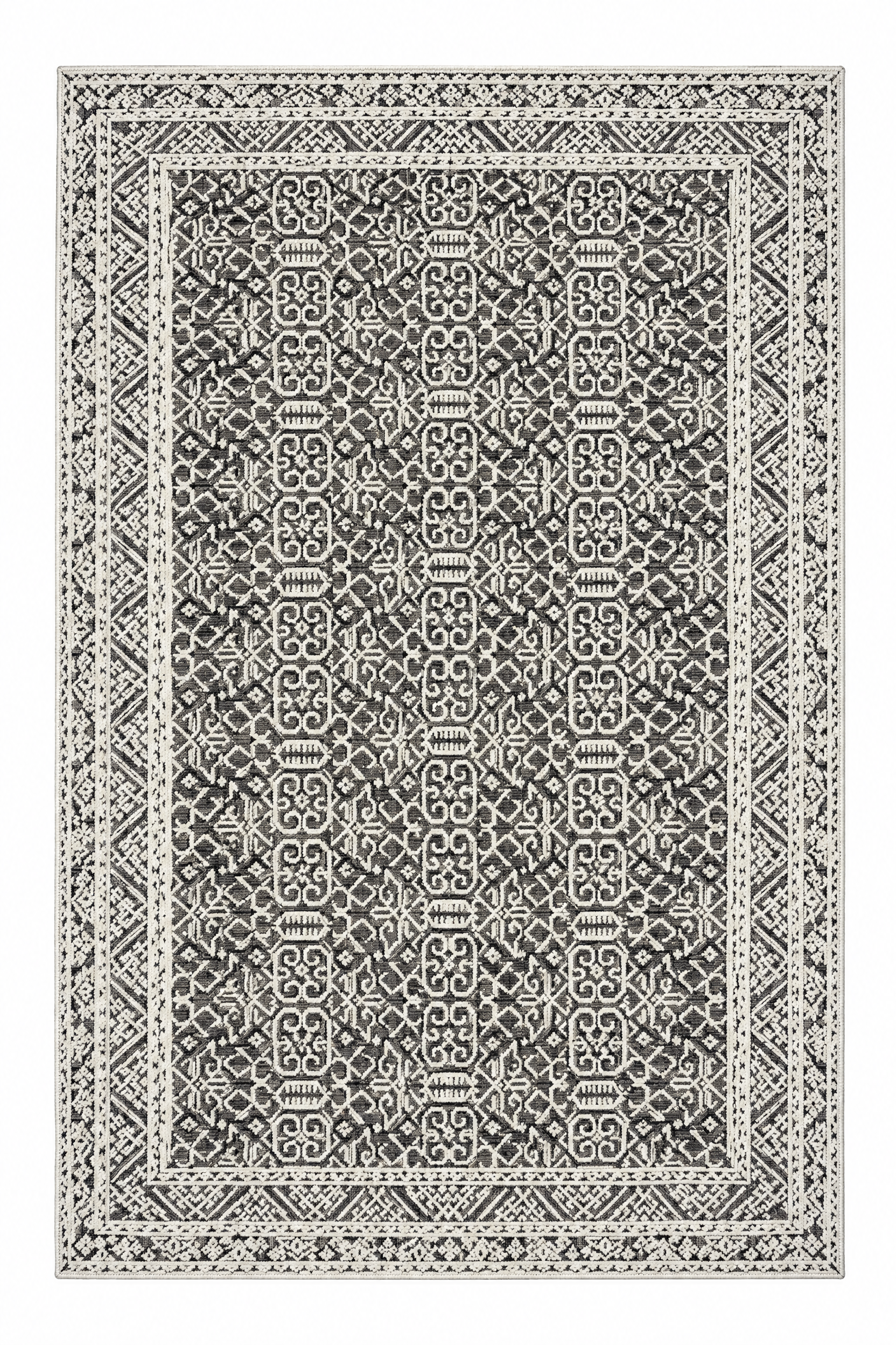 Castro 6x9 Hand-Knotted Ivory & Dark Grey Cut Pile — created with Imersian