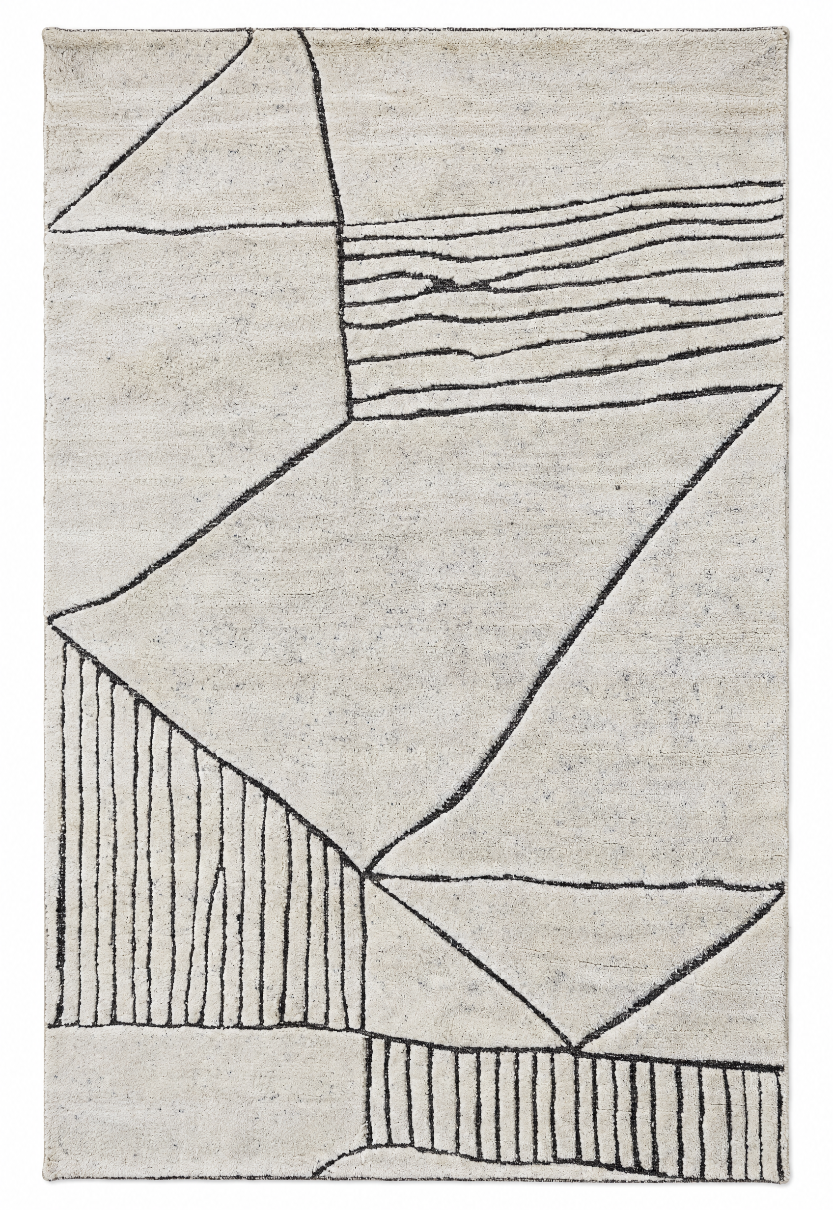 Bach 5.6x8 Hand-Knotted Grey & Ivory Cut Pile — created with Imersian