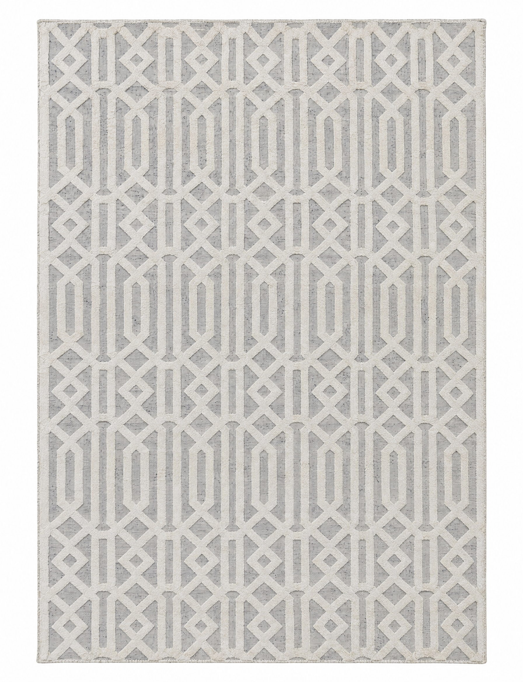 Jerry 9x11.9 Hand-Knotted Silver & Ivory Modern — created with Imersian
