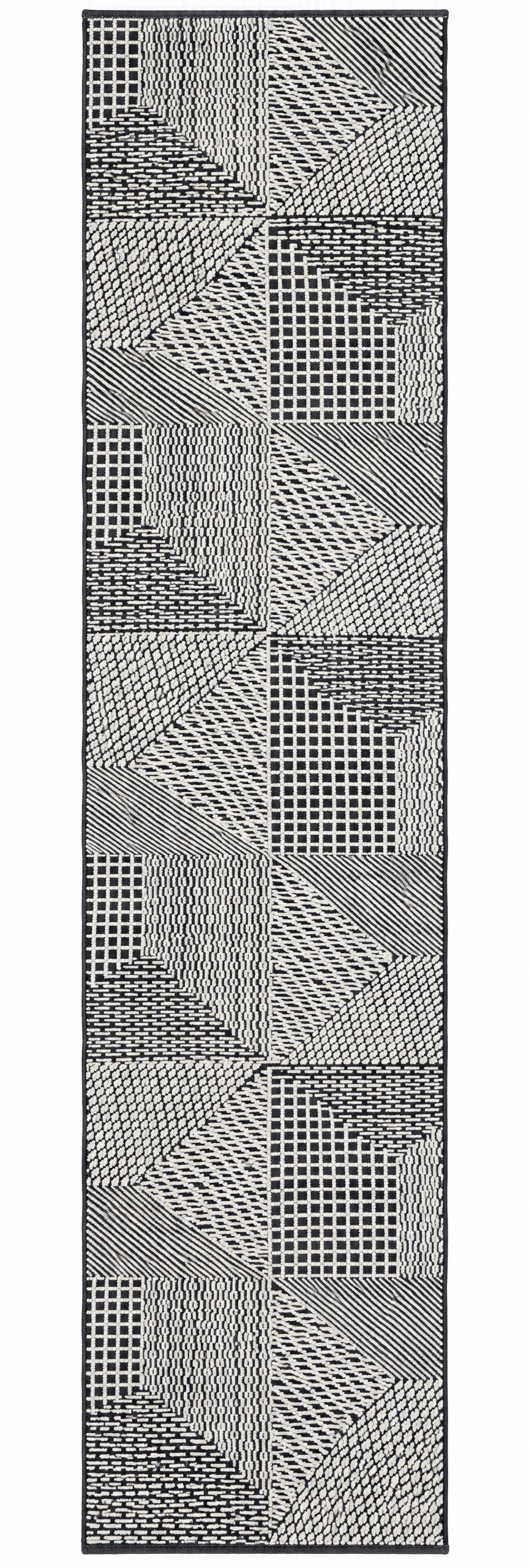 Rod 3.3x15 Hand-Knotted Ivory & Grey Cut Pile Runner Rug — created with Imersian