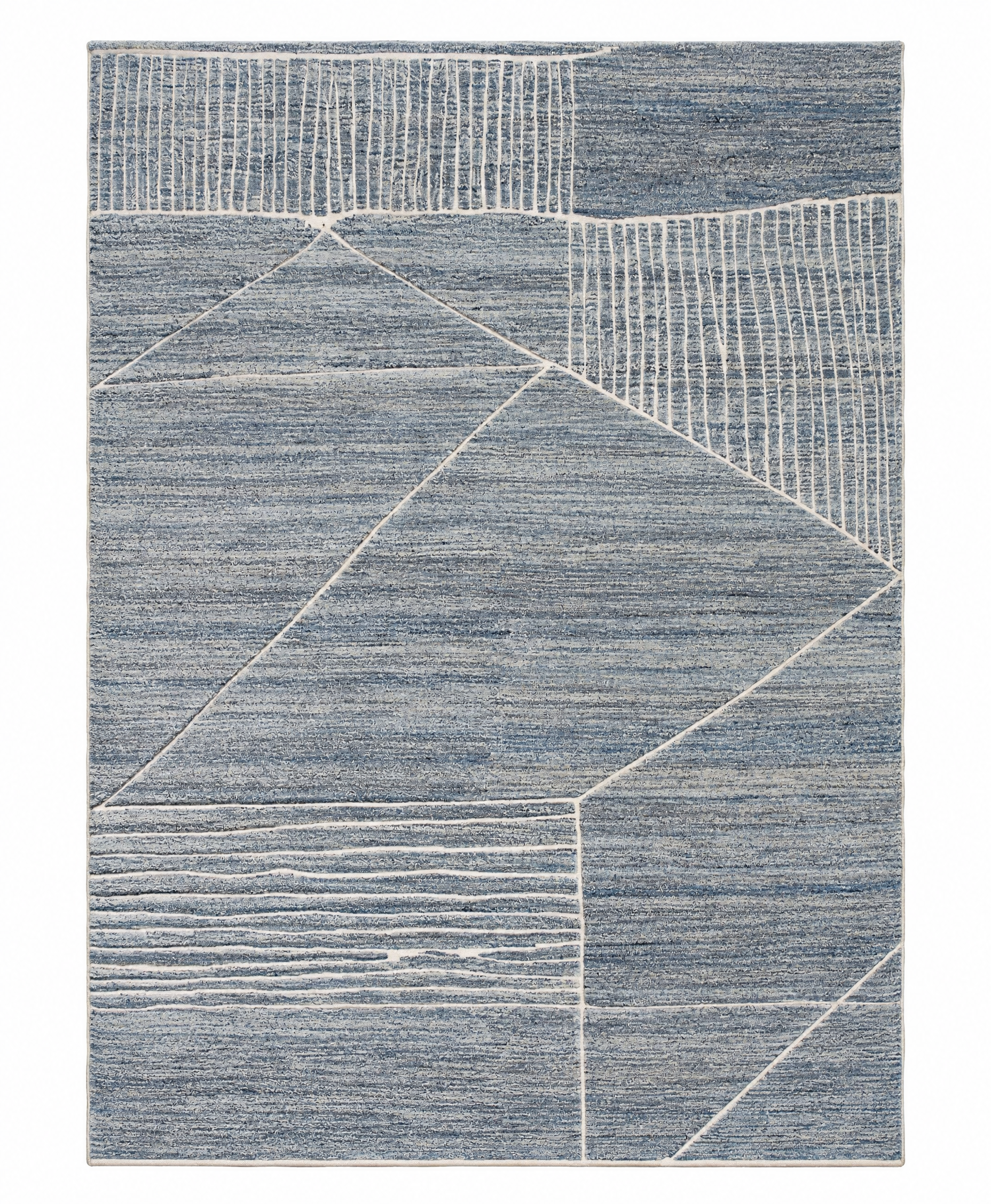 Wesley 8.3x10 Hand-Knotted Light Blue & Ivory Cut Pile — created with Imersian