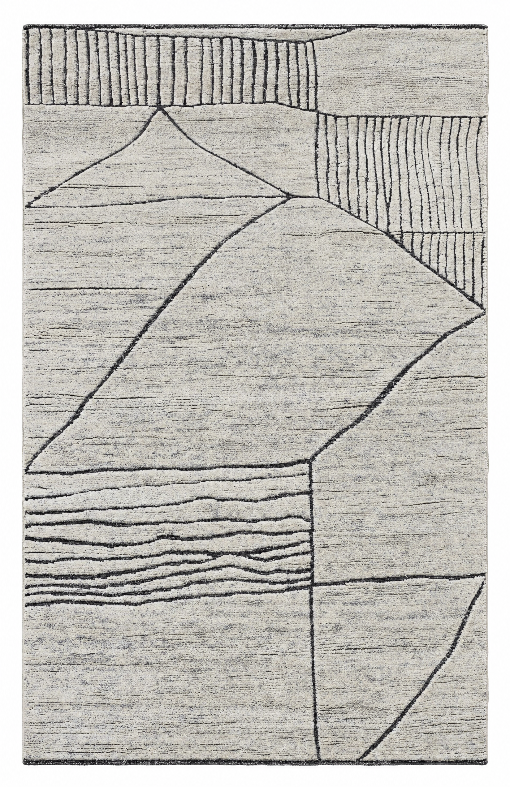 Miller 6.6x10 Hand-Knotted Ivory & Grey Cut Pile — created with Imersian