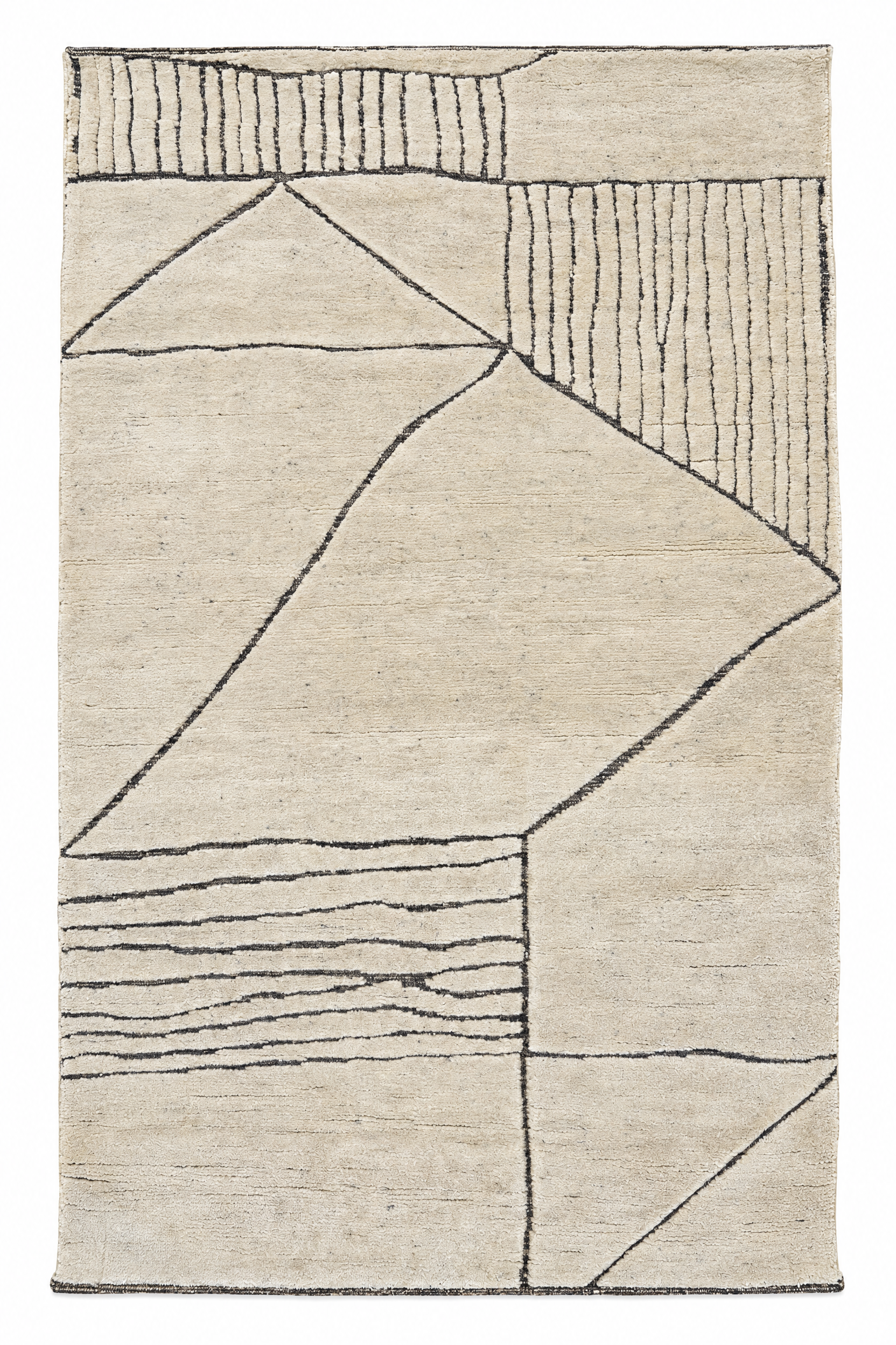 Hartley 4.6x6.9 Hand-Knotted Ivory & Grey Cut Pile — created with Imersian