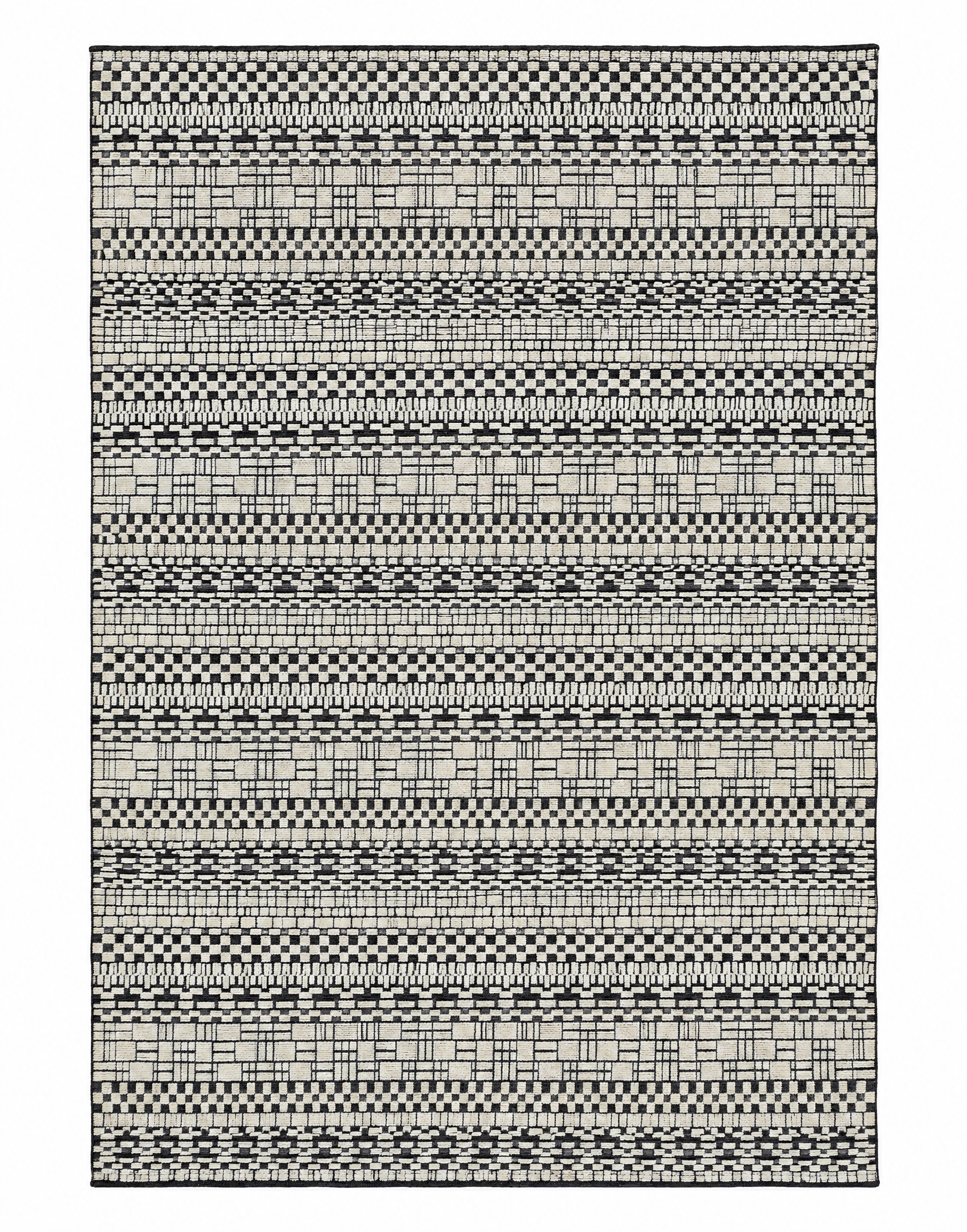Guido 9.3x11.9 Hand-Knotted Dark Grey & Ivory High Low — created with Imersian