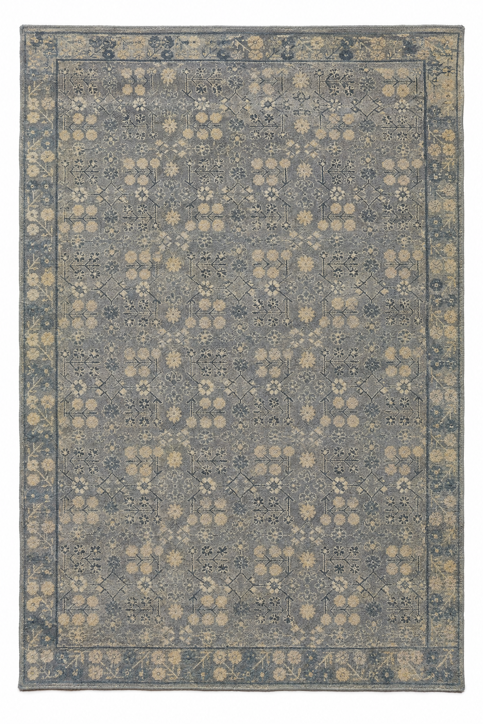 Susanne 6x9 Tan and Light Blue Hand-Knotted Oushak Rug — created with Imersian