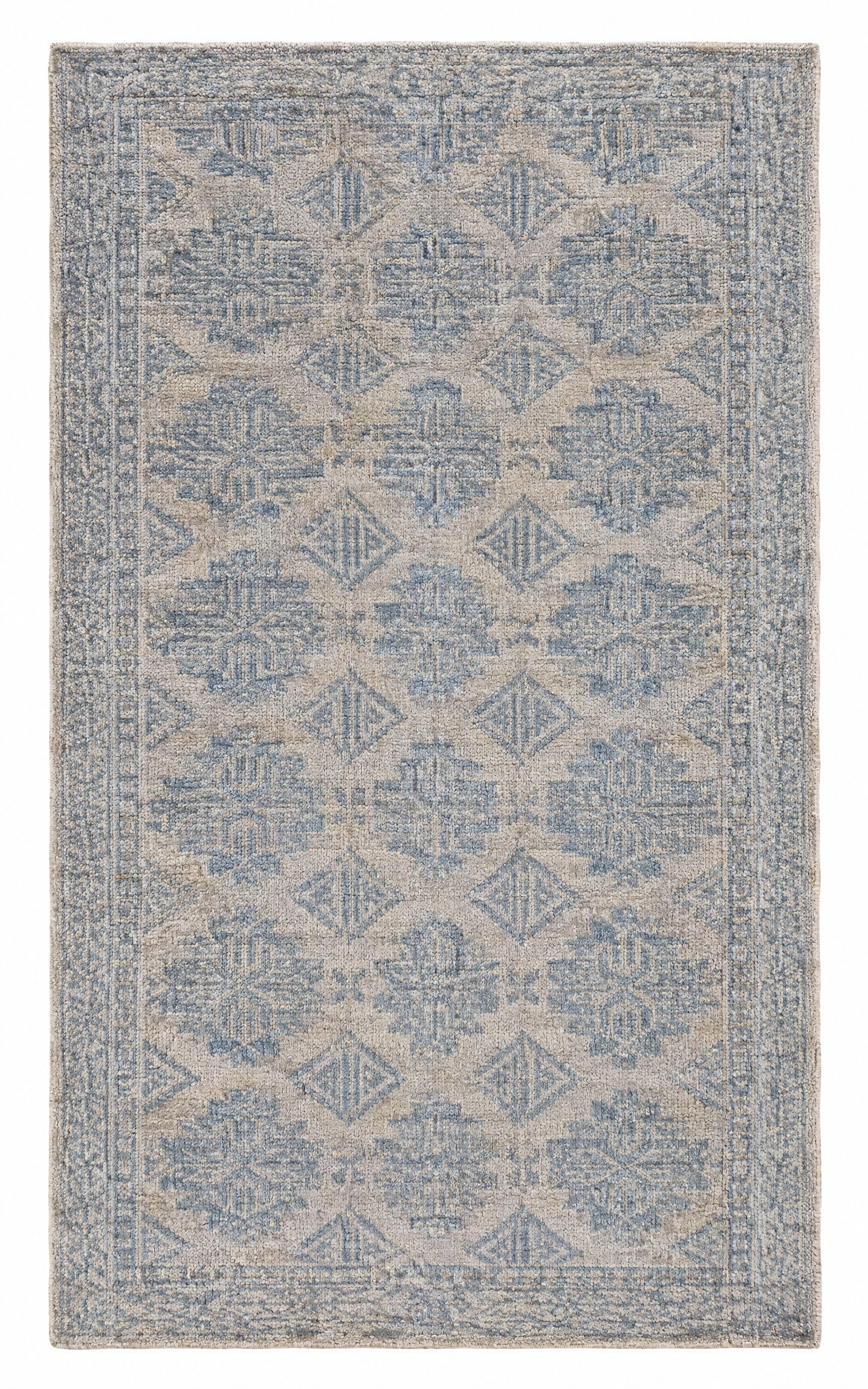 Simaria 5x8  Silver and Blue Modern Hand-Knotted Rug — created with Imersian