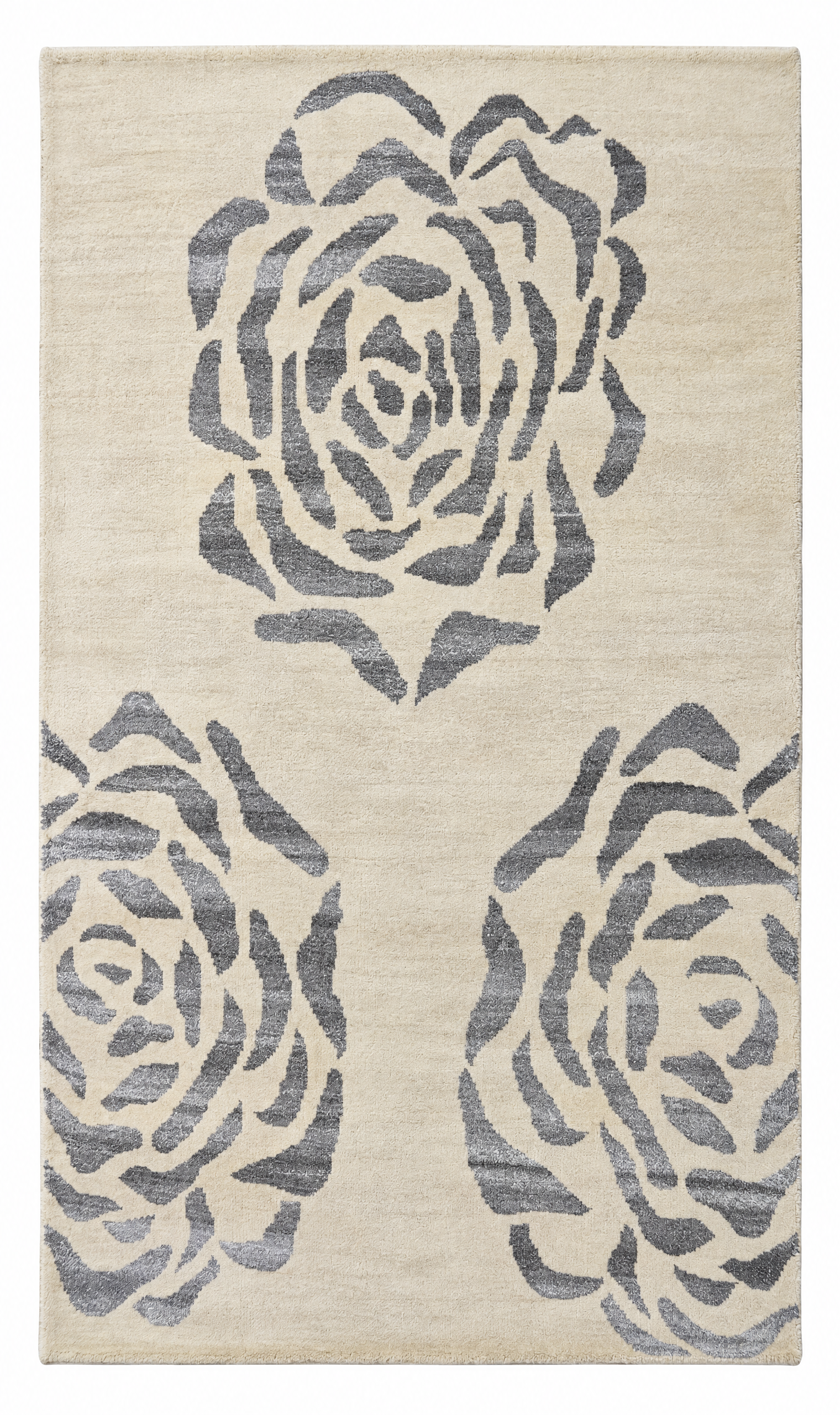 Anemone 4.9x8  Ivory and Grey Hand-Knotted Modern Rug — created with Imersian