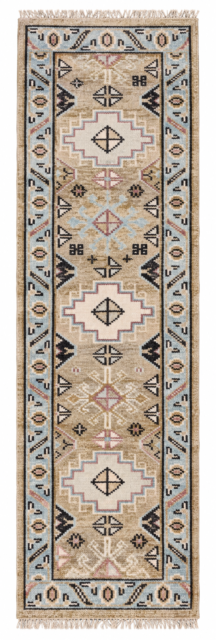 Riley Madison 2.6x8 Tan and Beige Hand-Knotted Oushak Runner Rug — created with Imersian