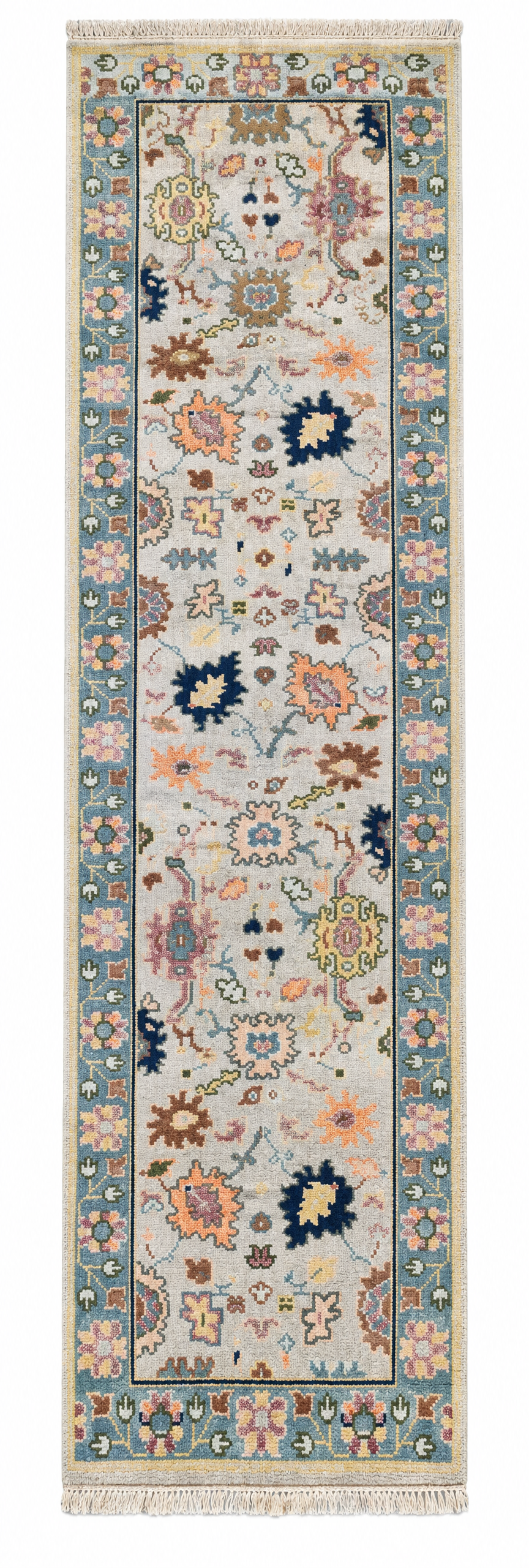 Pepper Potts  2.6x10 Tan and Grey Hand-Knotted Runner Rug — created with Imersian