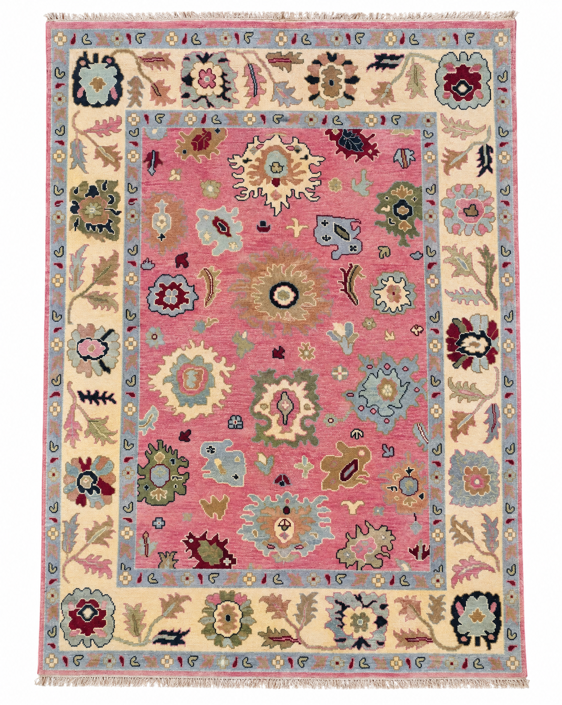 Pia Tjelta 8x10 Pink and Ivory Hand-Knotted Oushak Rug — created with Imersian