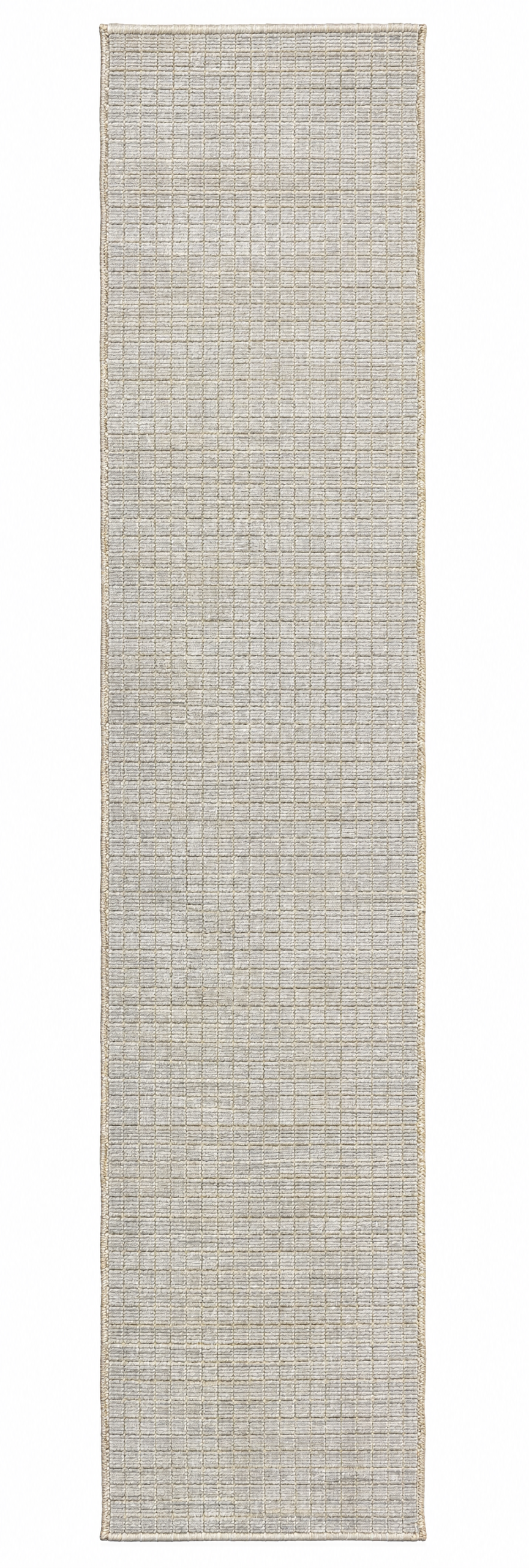 Violet Beuregaurd 2.3x11.6 Grey & Cream Handwoven High Low Runner Rug — created with Imersian
