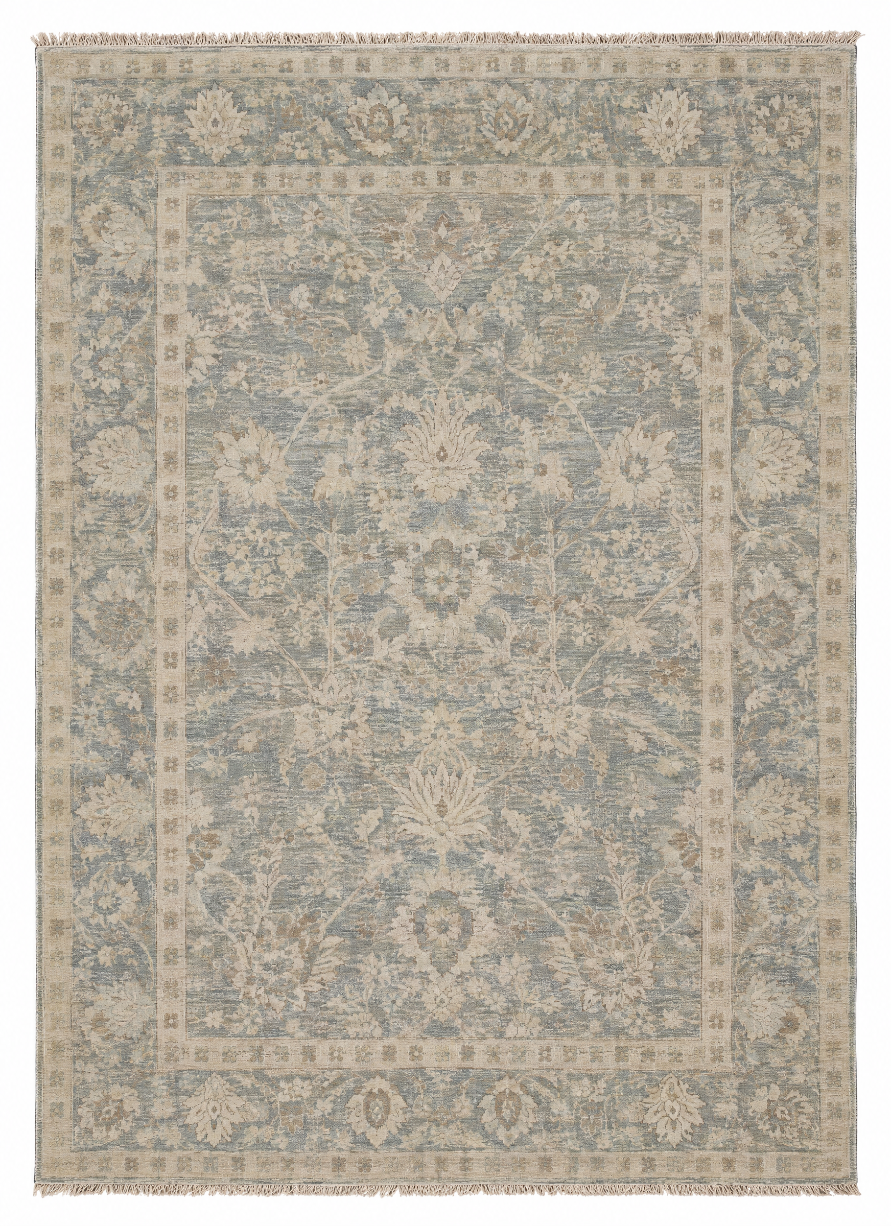 Scarlet O'Hara's Sensational Step-Sister 10x13.9 Aqua Hand-Knotted Oushak Rug — created with Imersian