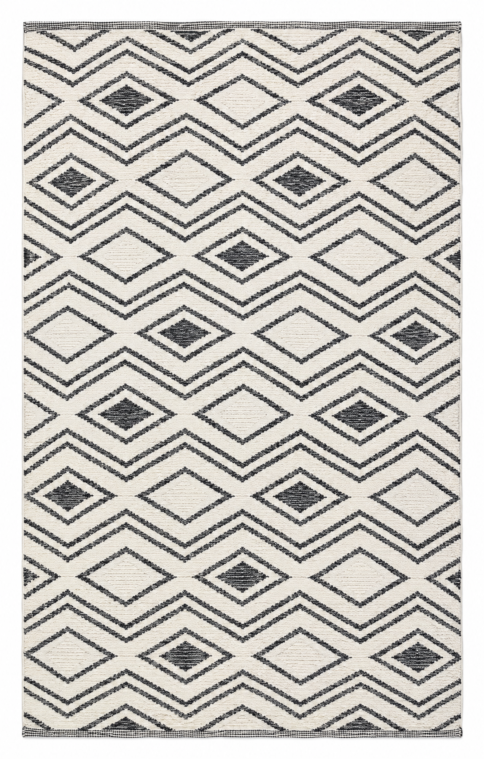 Jack Burton 5.3x8.3 Handwoven Black and White Moroccan Style Diamond Rug — created with Imersian
