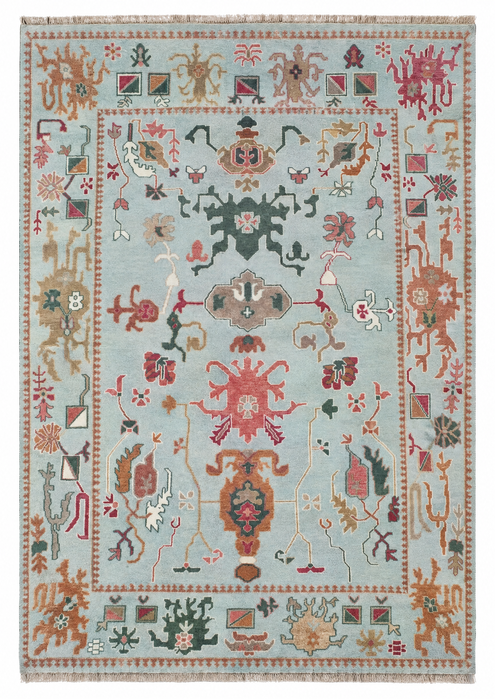 Adele Harrison 9.10x13.10 Hand-Knotted Light Blue Oushak Rug — created with Imersian