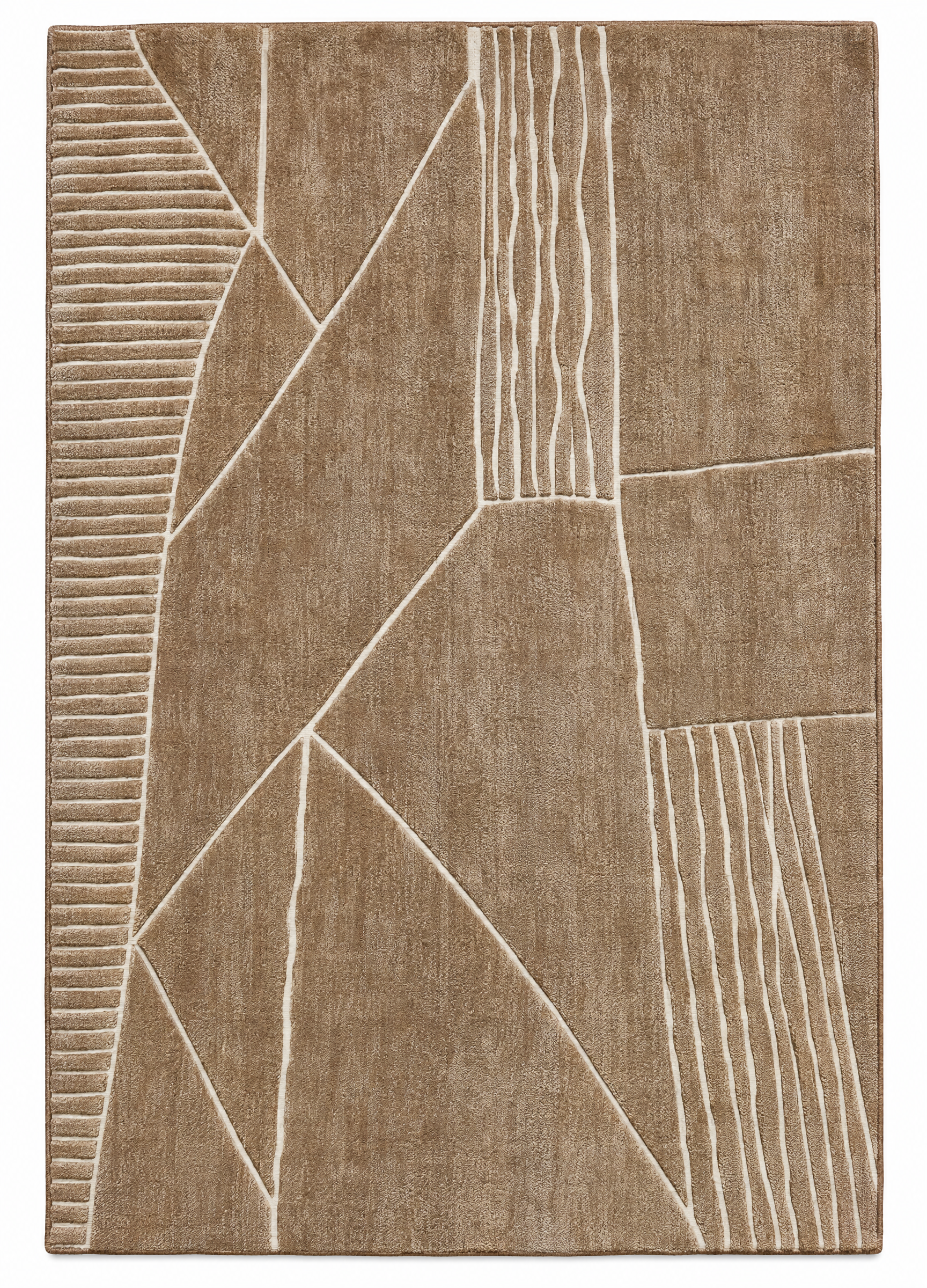 Benz 5.9x8 Hand-Knotted Brown & Ivory Cut Pile — created with Imersian