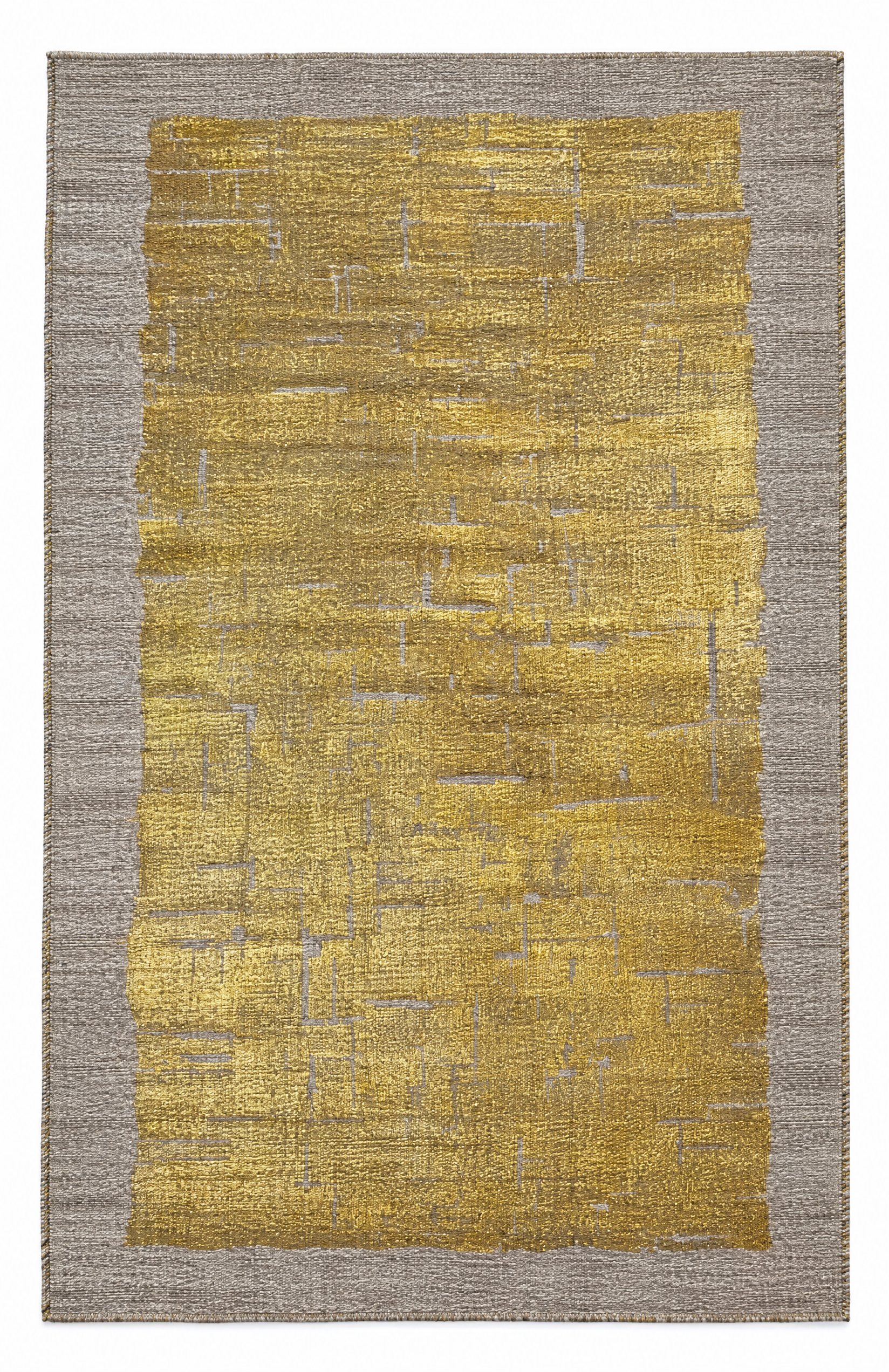 Excalibur 5x7.9 Handwoven Grey & Gold Printed Durrie — created with Imersian