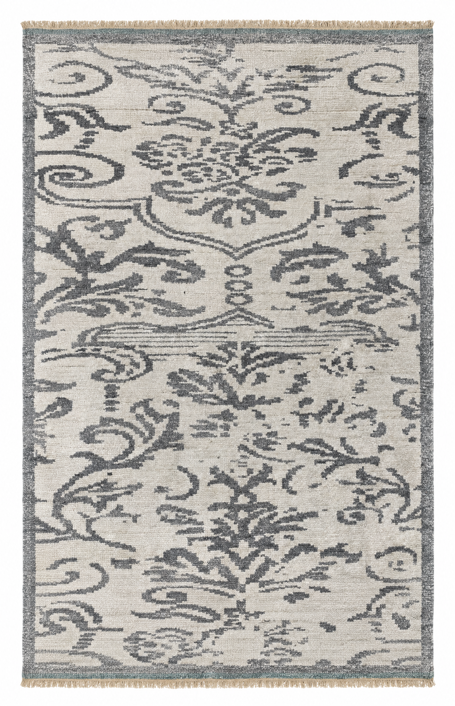 Clementina 5.6x8.6  Silver and Grey Hand-Knotted Rug — created with Imersian