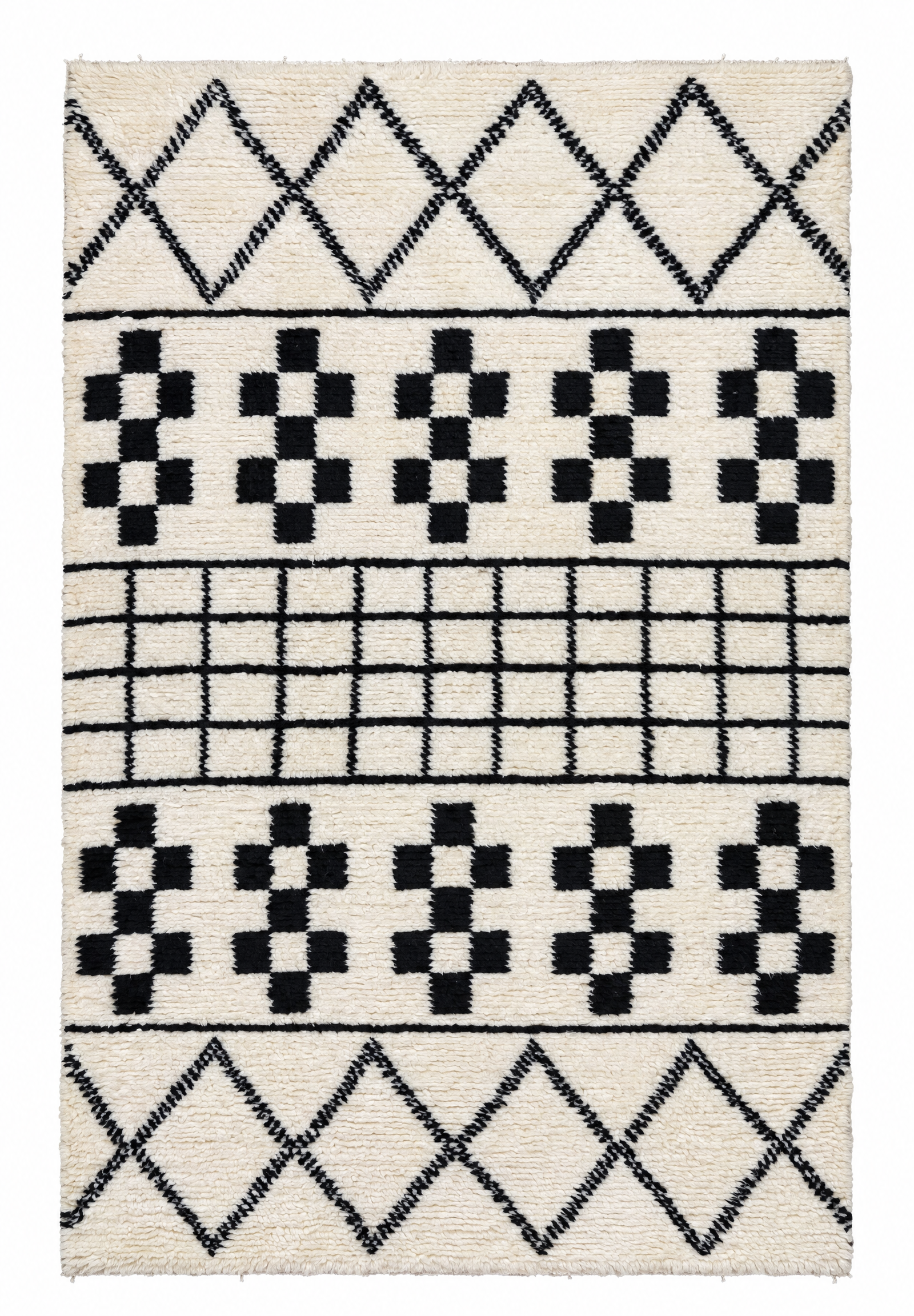 Addis 4.6x6.6 White and Black Moroccan Style Rug — created with Imersian