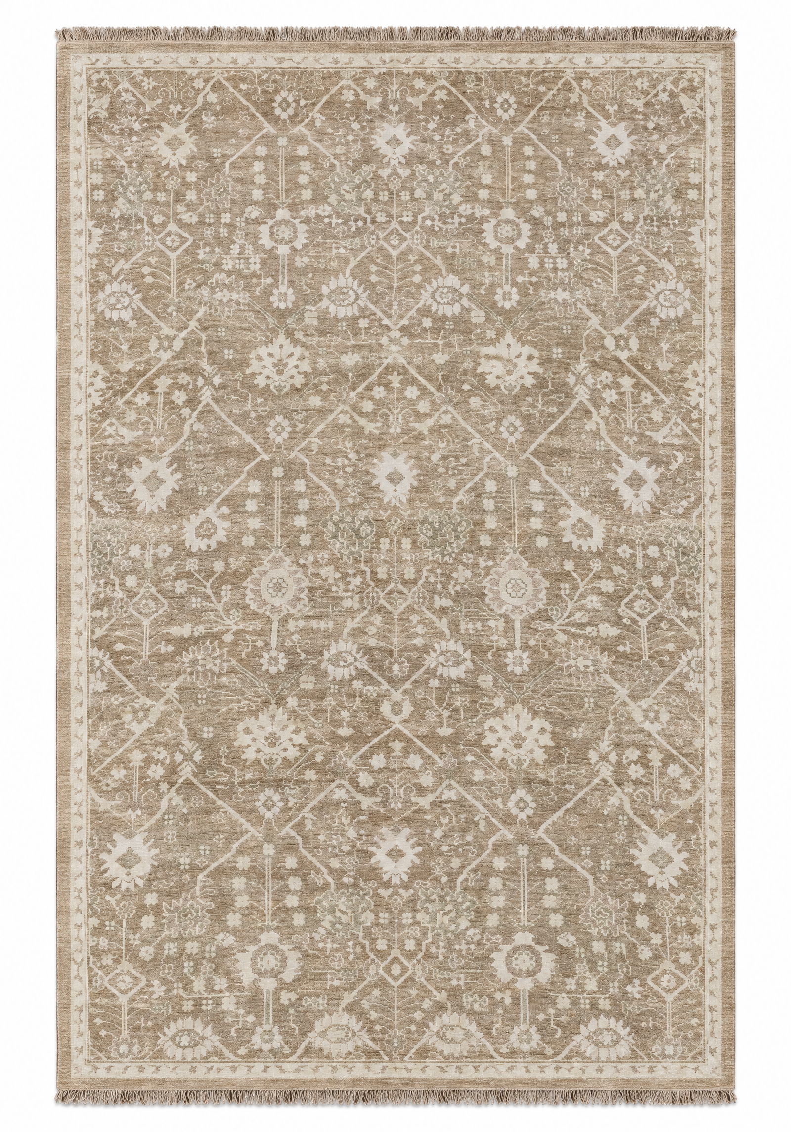 Ivy 10x14.3  Camel and Silver Hand-Knotted Oushak Rug — created with Imersian