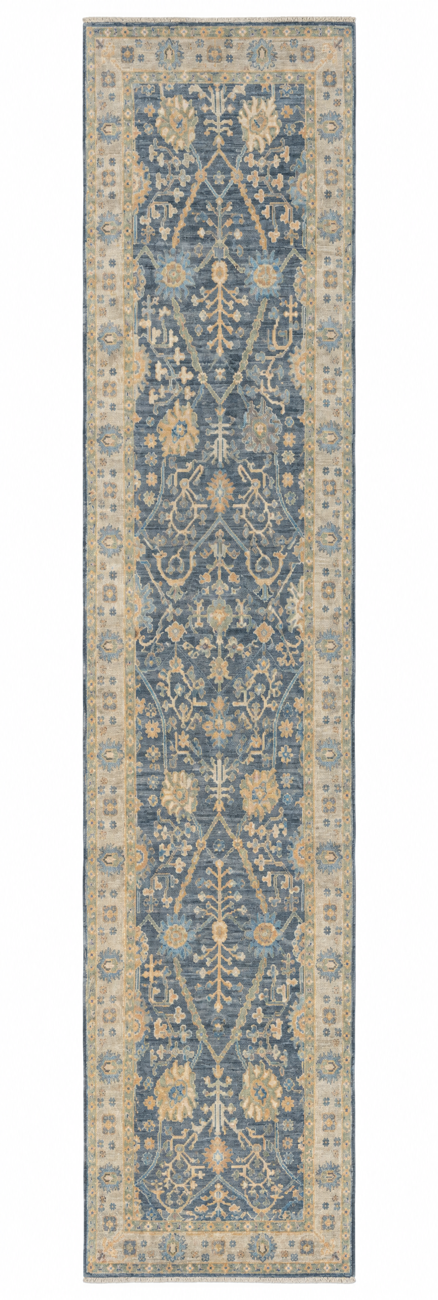 Isabella Russell 3x16.4 Blue Afghani Whitewashed Oushak Runner — created with Imersian